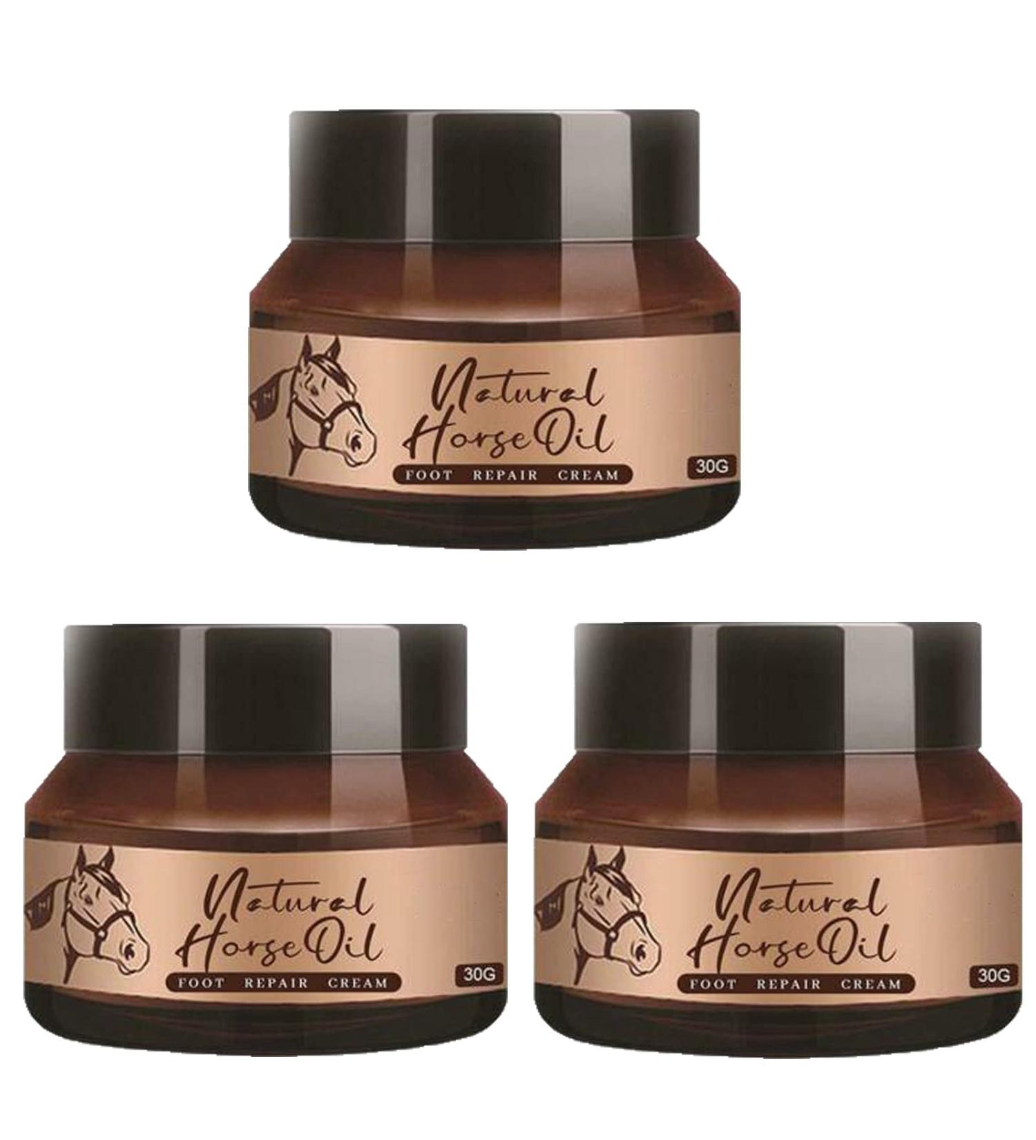 Natural Horse Oil Foot Repair Cream - Anti Cracking Skin Moisturizer for Rough Dry & Cracked Heels - 3PCS for Men & Women - Buy Online on SooperMarket.com