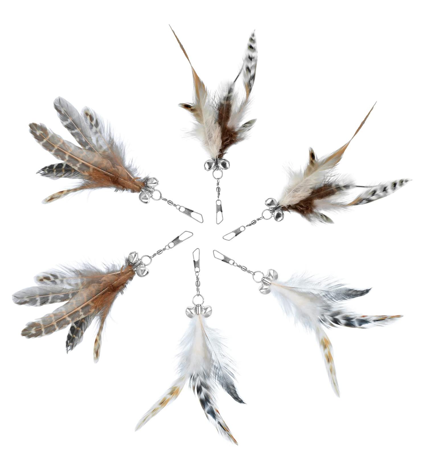 MWOOT 6pcs Cat Feather Toys with Bells Feather Toys Spinning Attachment for Indoor Cats and Kitten Catcher Replacement Feather Refills with Bells Feather Cat Toys for Playing Catcher and Exercising - Buy Online on SooperMarket.com
