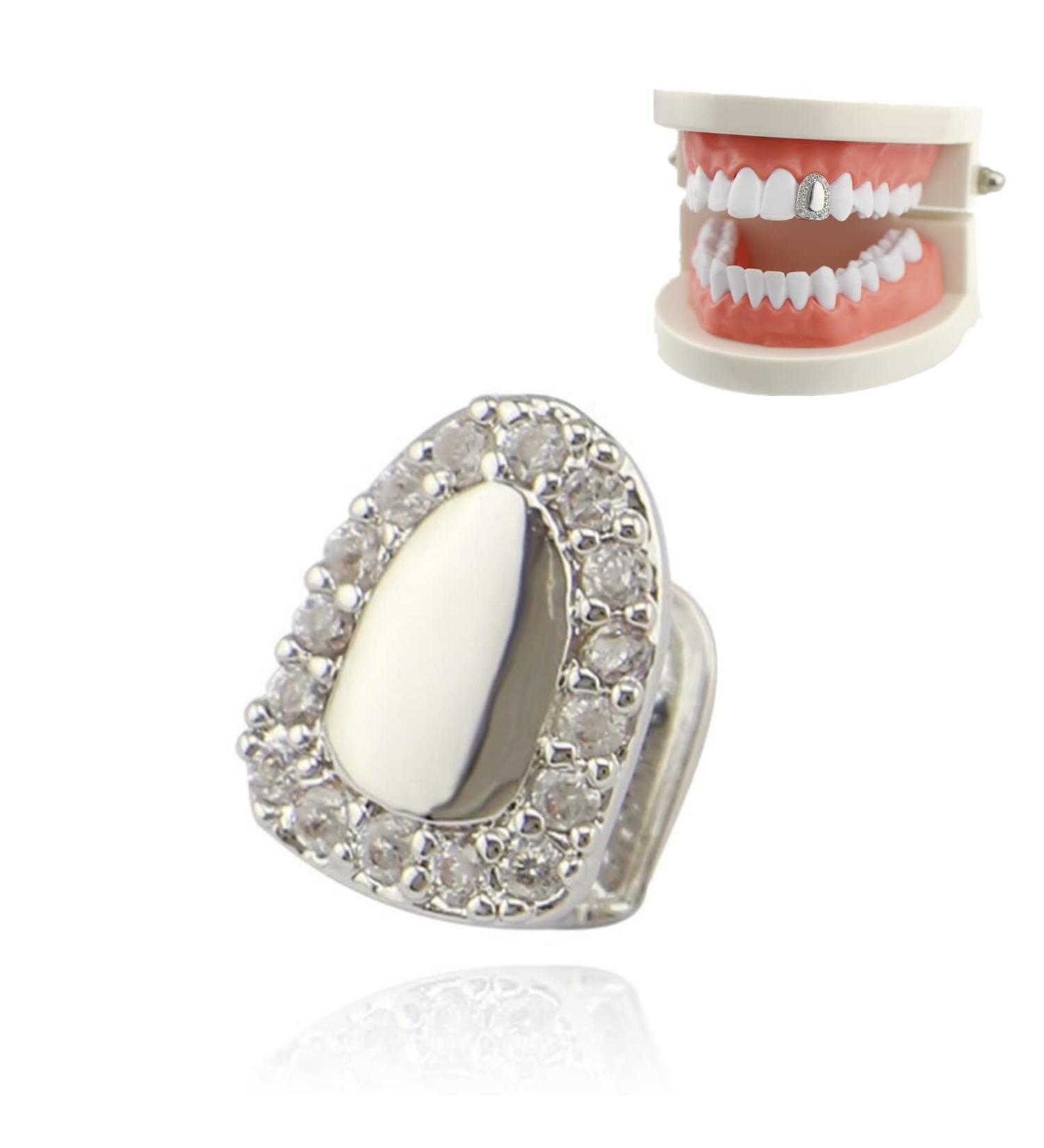 Teeth Single Tooth Hip Hop Teeth Decoration Bling Teeth Tooth Single Grill Cap for Teeth Mouth for Halloween Party Hip Hop Show Accessories Teeth Grills(Silver) - Buy Online on SooperMarket.com