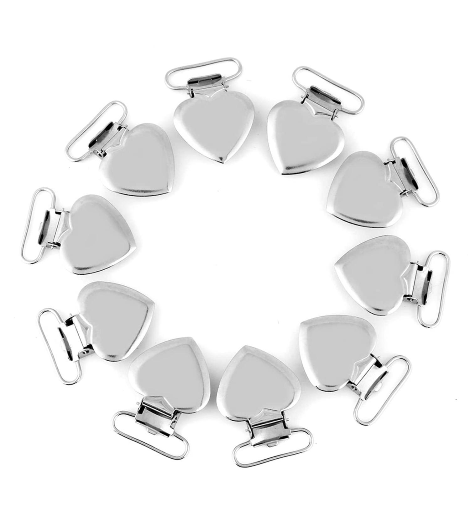 TEUOPIOE 10pcs Heart Shaped Metal Inserts - Pacifier Holder Clips for Home Crafts | International Shipping - Buy Online on SooperMarket.com
