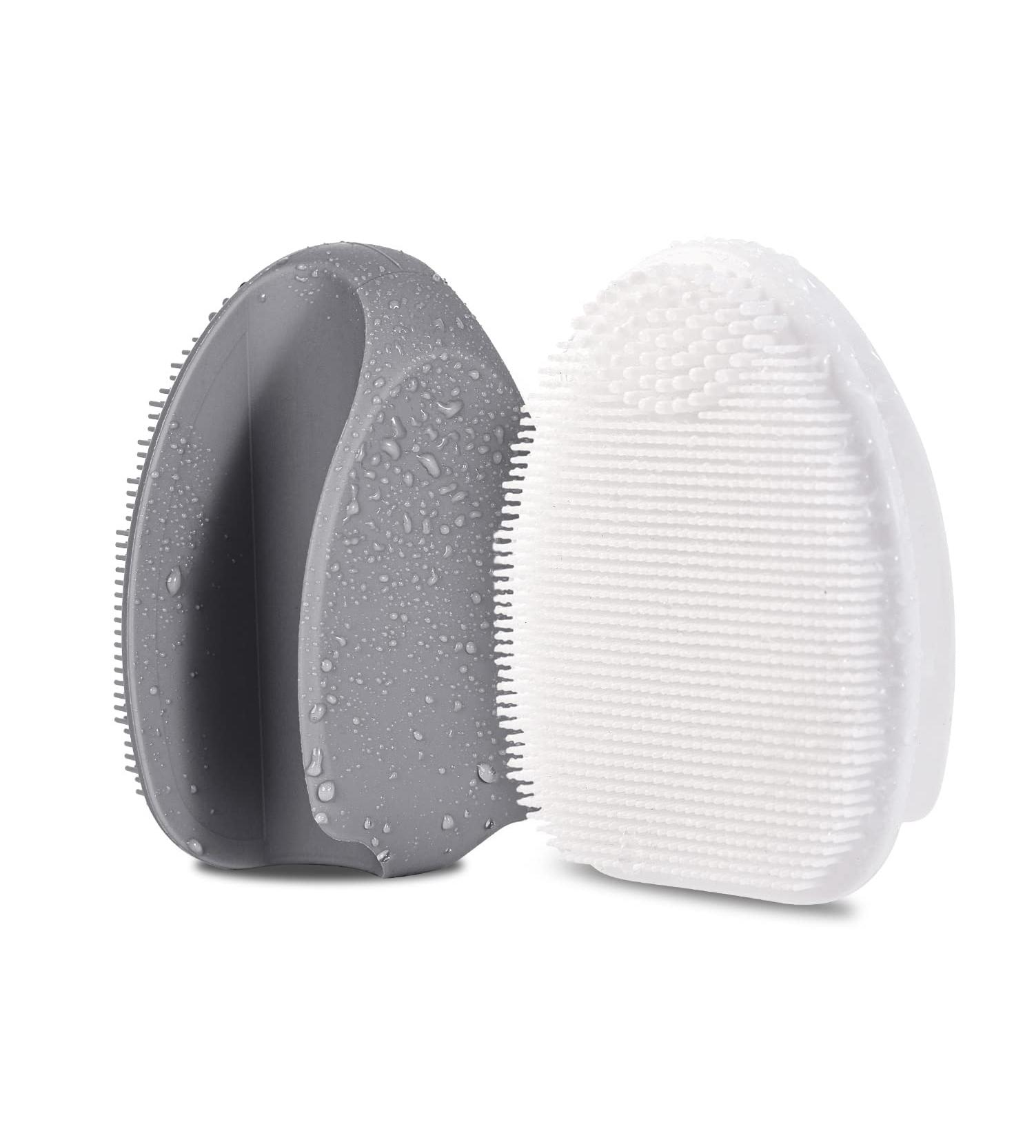 HieerBus Silicone Face Scrubber - Manual Exfoliating Brush for Sensitive Skin - Blackhead Removing, Pore Cleansing and Massaging Tool - Grey+White - Buy Online on SooperMarket.com