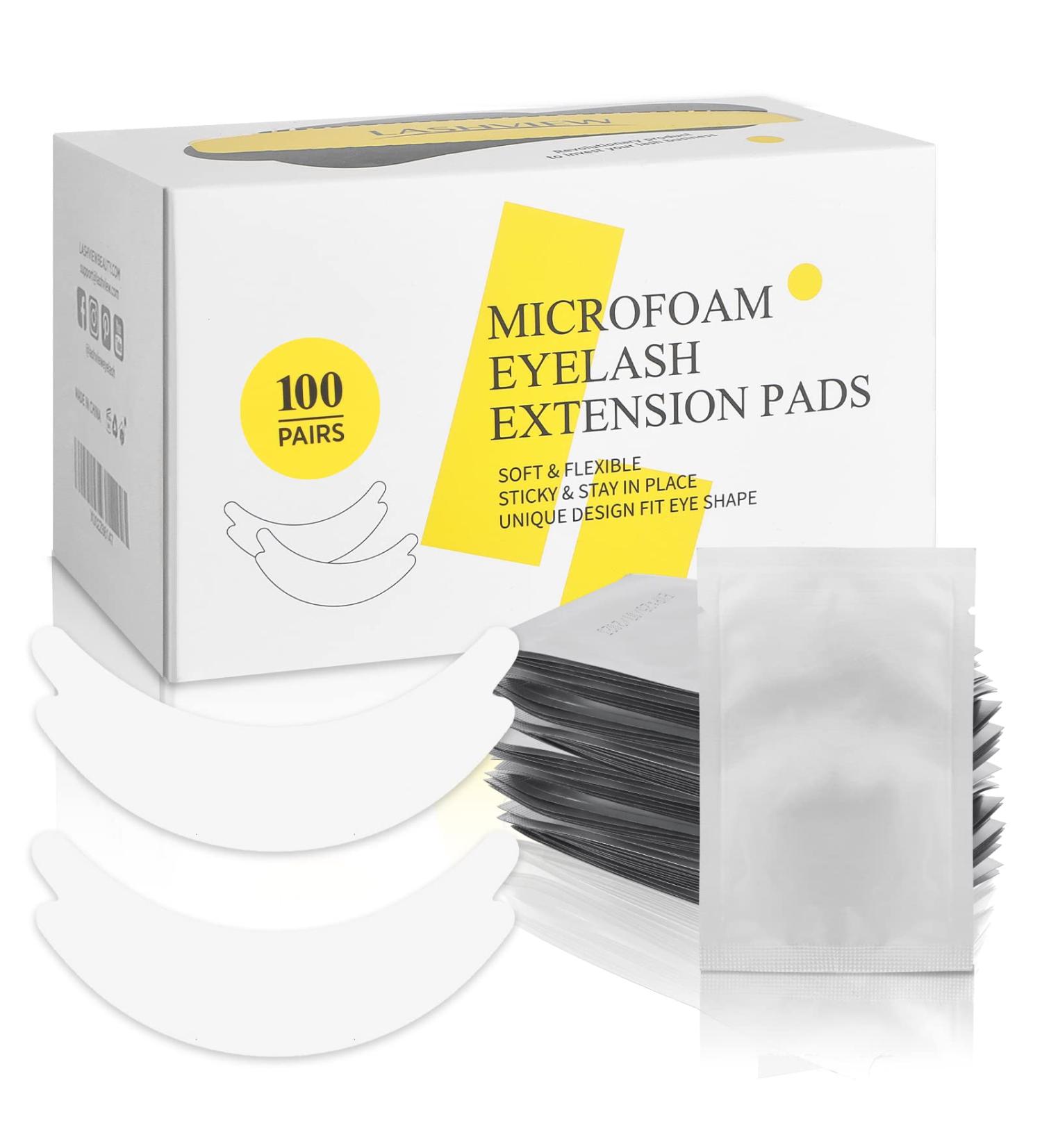 LASHVIEW 100 Pairs Under Eye Pads Kit for Lash Extensions - Microfoam, Lint Free, Hypoallergenic & Waterproof - Stick Well, Fit Most Eye Shapes - Professional Eyelash Extension Supplies - Buy Online on SooperMarket.com