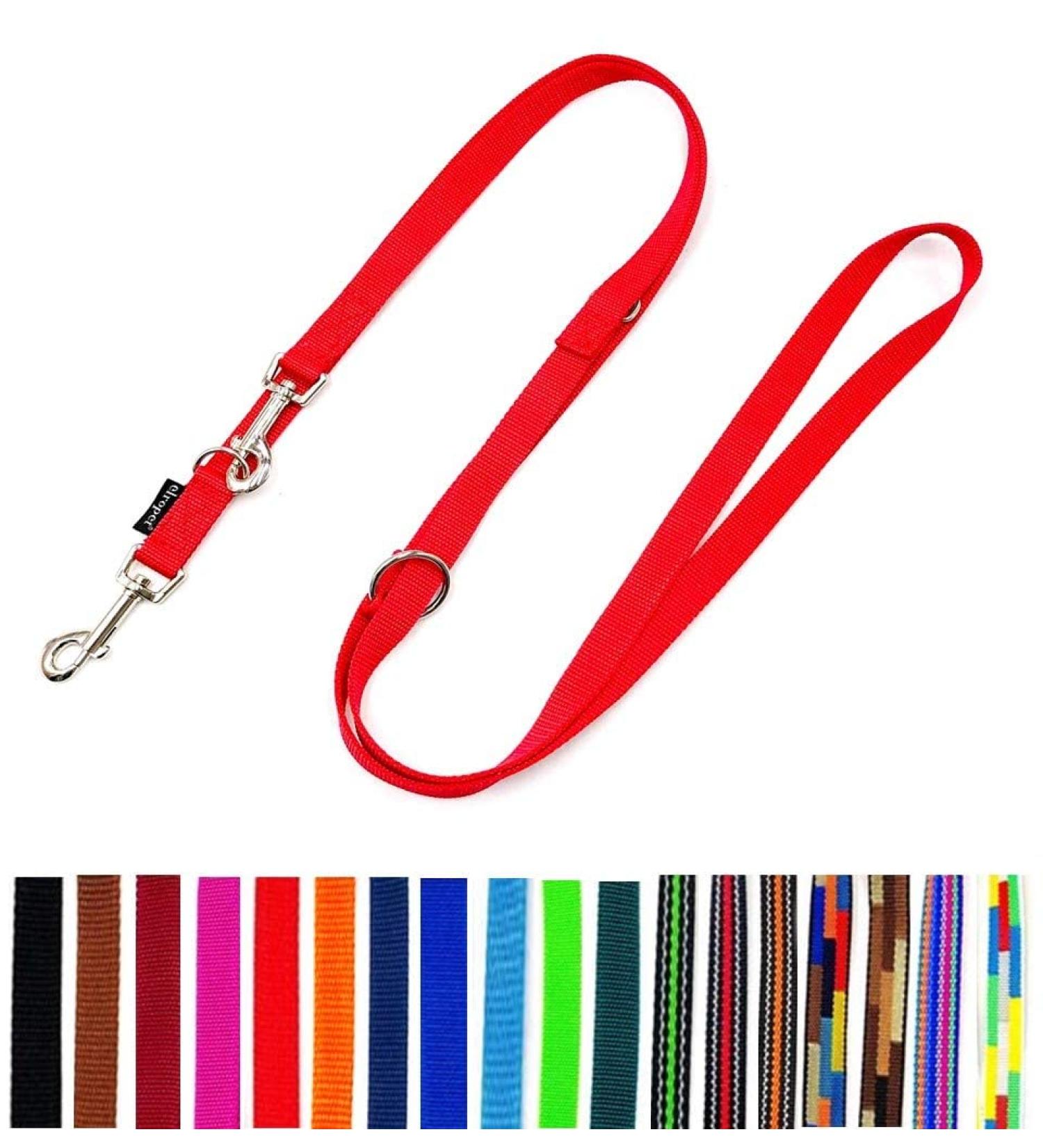 Adjustable Double Dog Leash for Large Dogs - 2.80m Red (25mm) | Durable & Comfortable - Buy Online on SooperMarket.com