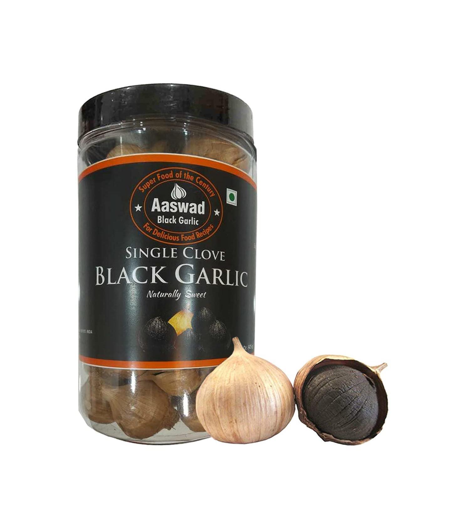 Premium Single Clove Black Garlic 425g / 15oz | Unpeeled Whole Bulbs by Aaswad Impex - Buy Online on SooperMarket.com