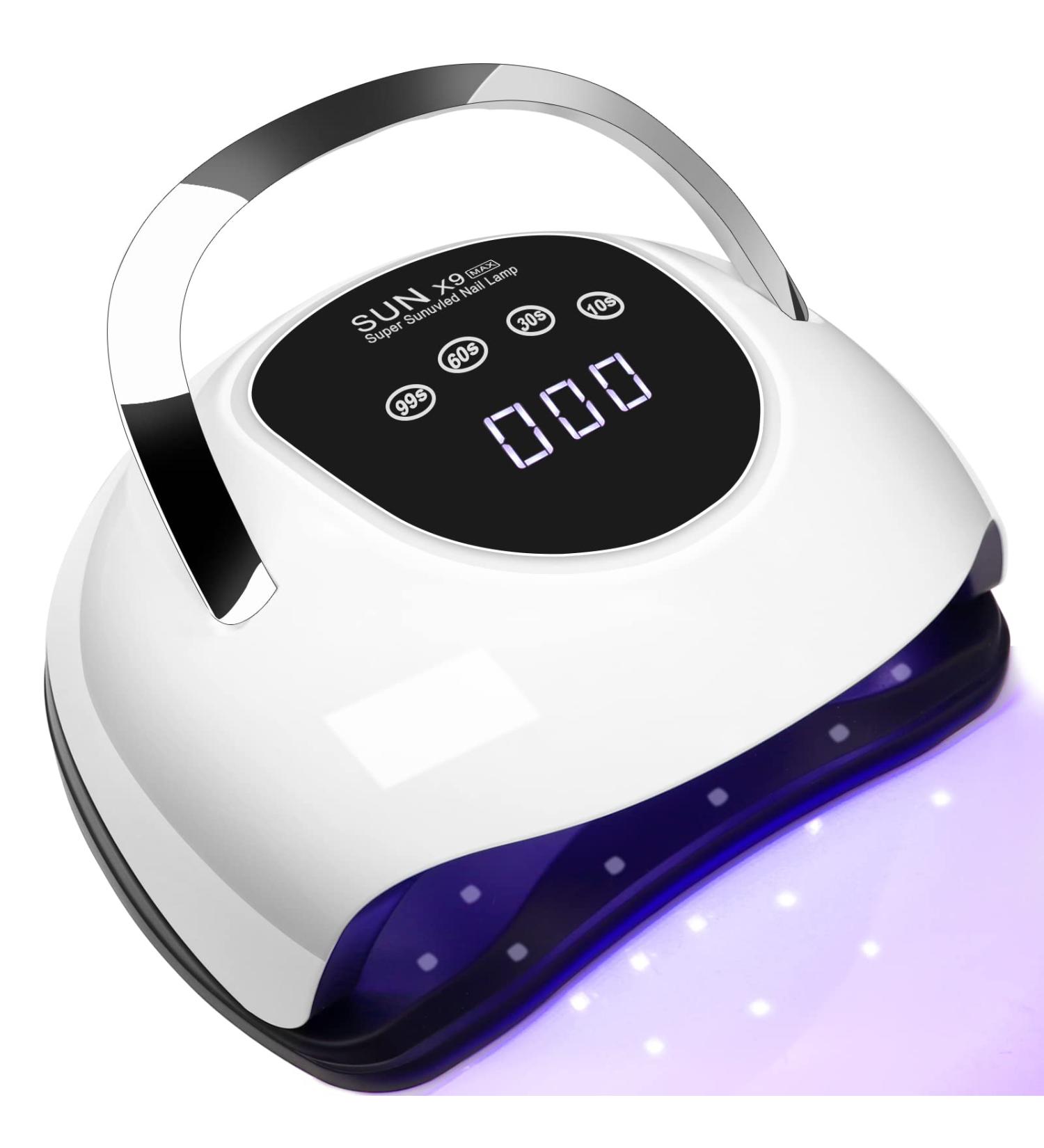 220W LED UV Nail Lamp for Gel Nails | Professional Faster Nail Dryer with 4 Timers | Touch Screen, Portable Handle | Cures Gel Nail Polish | White-Black - Buy Online on SooperMarket.com