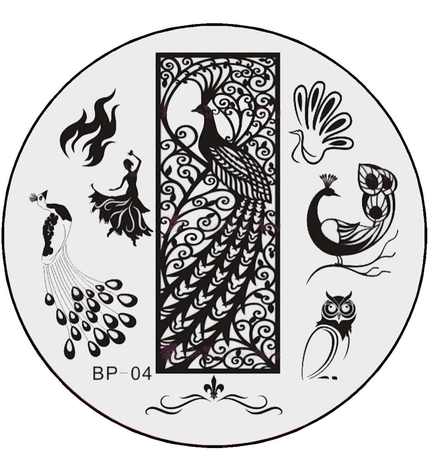STAMPING STENCIL # BP-04 Peacock peacock feather feather owl flamenco dancer flame