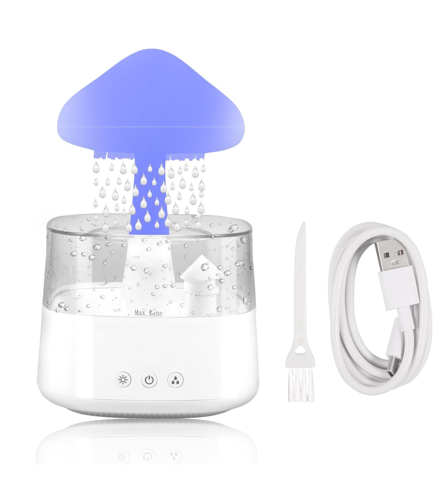 Rain Cloud Humidifier - Colorful Light Aroma Diffuser with 7 Color Changing Lights and Water Drop Sound - White 2 - Buy Online on SooperMarket.com