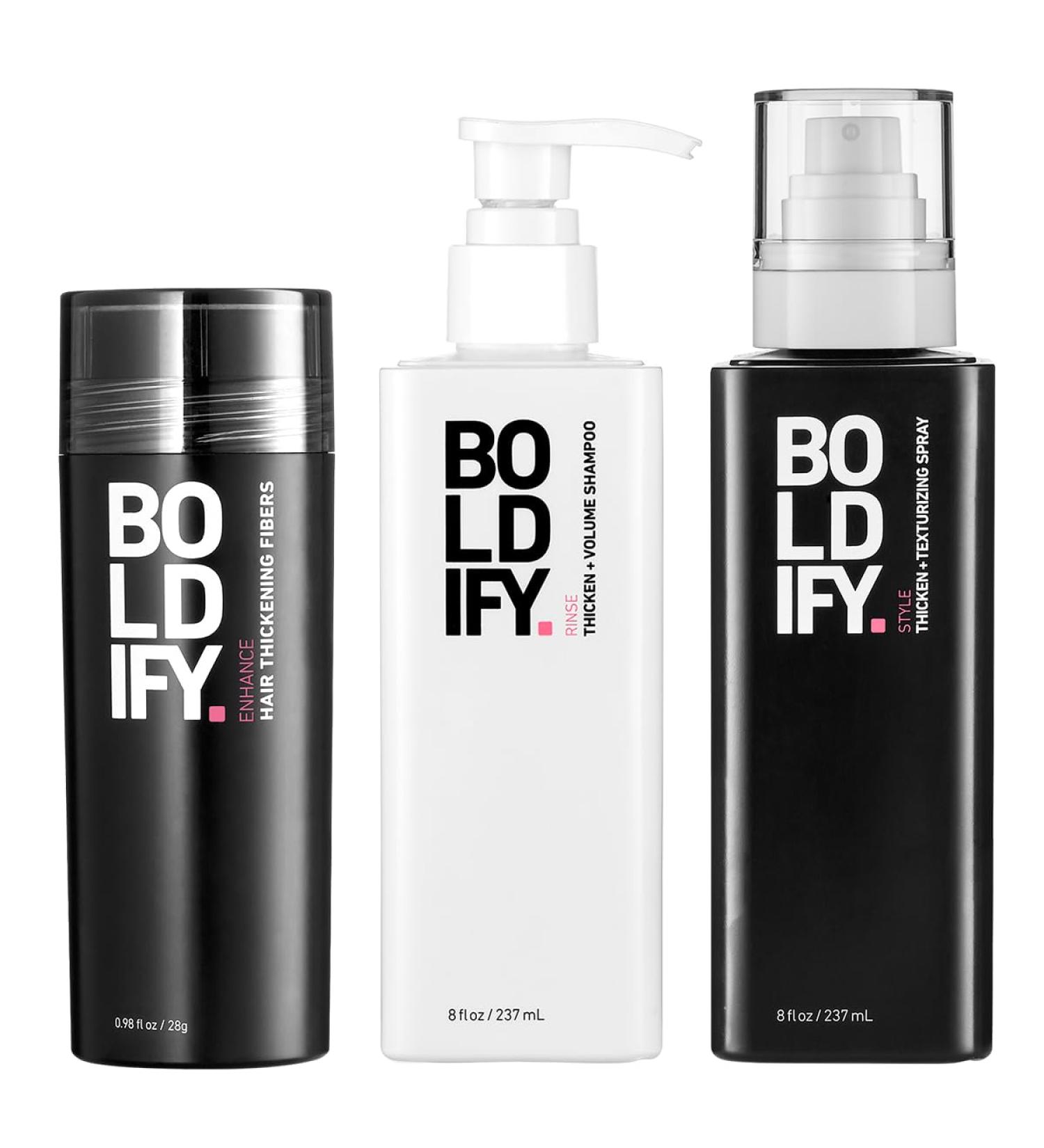 Boldify Thickening Spray + Hair Fiber (Dark Brown) + Shampoo Thicken Up Bundle: Volume Root Lift Texture for Thinning Hair - Buy Online on SooperMarket.com