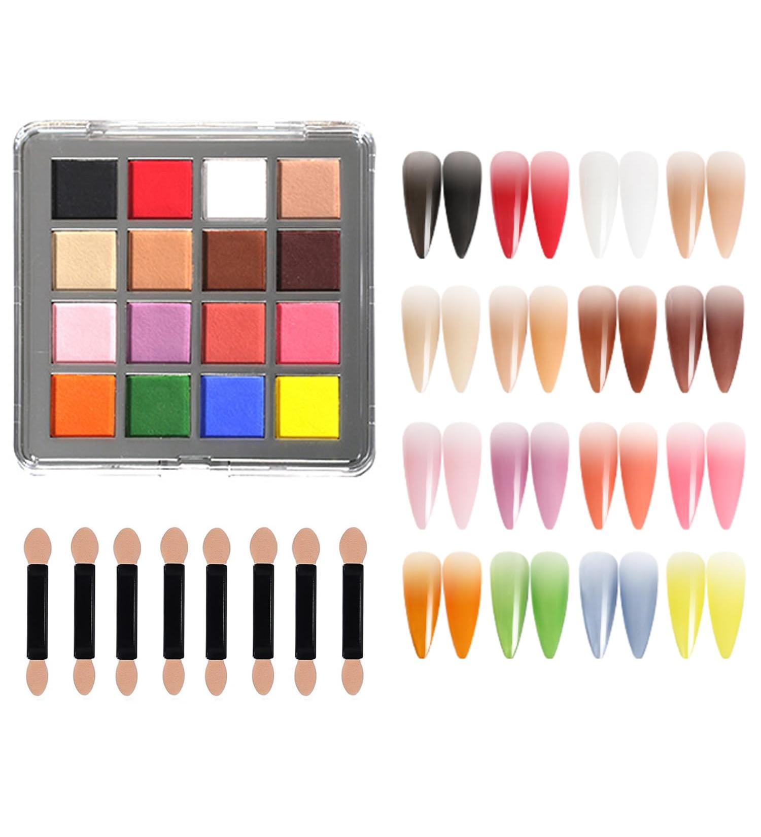 Gradient Nail Powder Set - 16 Color Solid Nail Pigment for Stunning Ombre Nail Art | Glittery DIY Nail Accessories - Buy Online on SooperMarket.com
