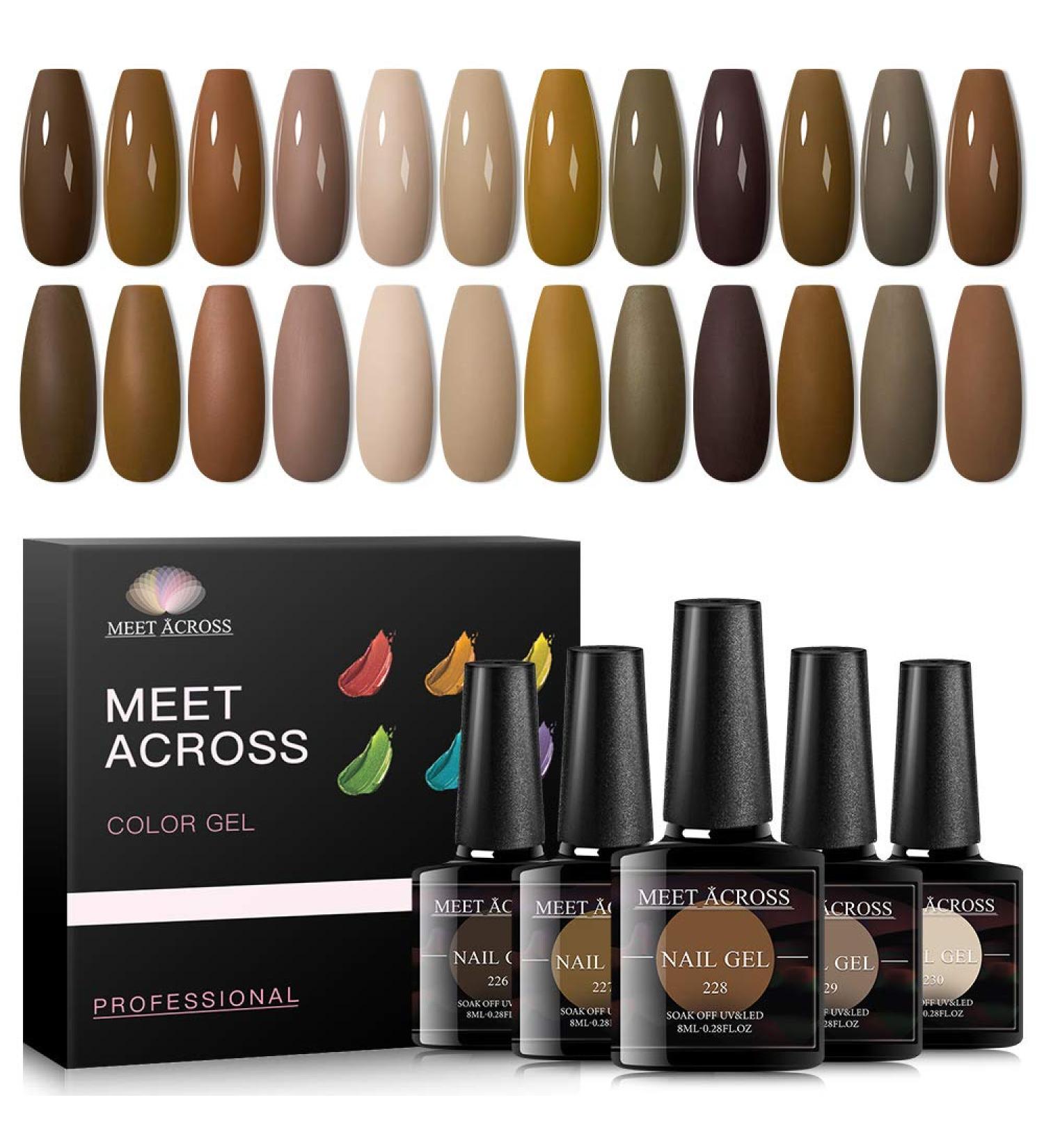Nude Brown Fall Winter Gel Nail Polish Set - 12 Colors | Soak Off UV/LED Gel Kit for Salon-Quality Manicures | Perfect Gifts for Women - 8ml-0.28FL.OZ - Buy Online on SooperMarket.com