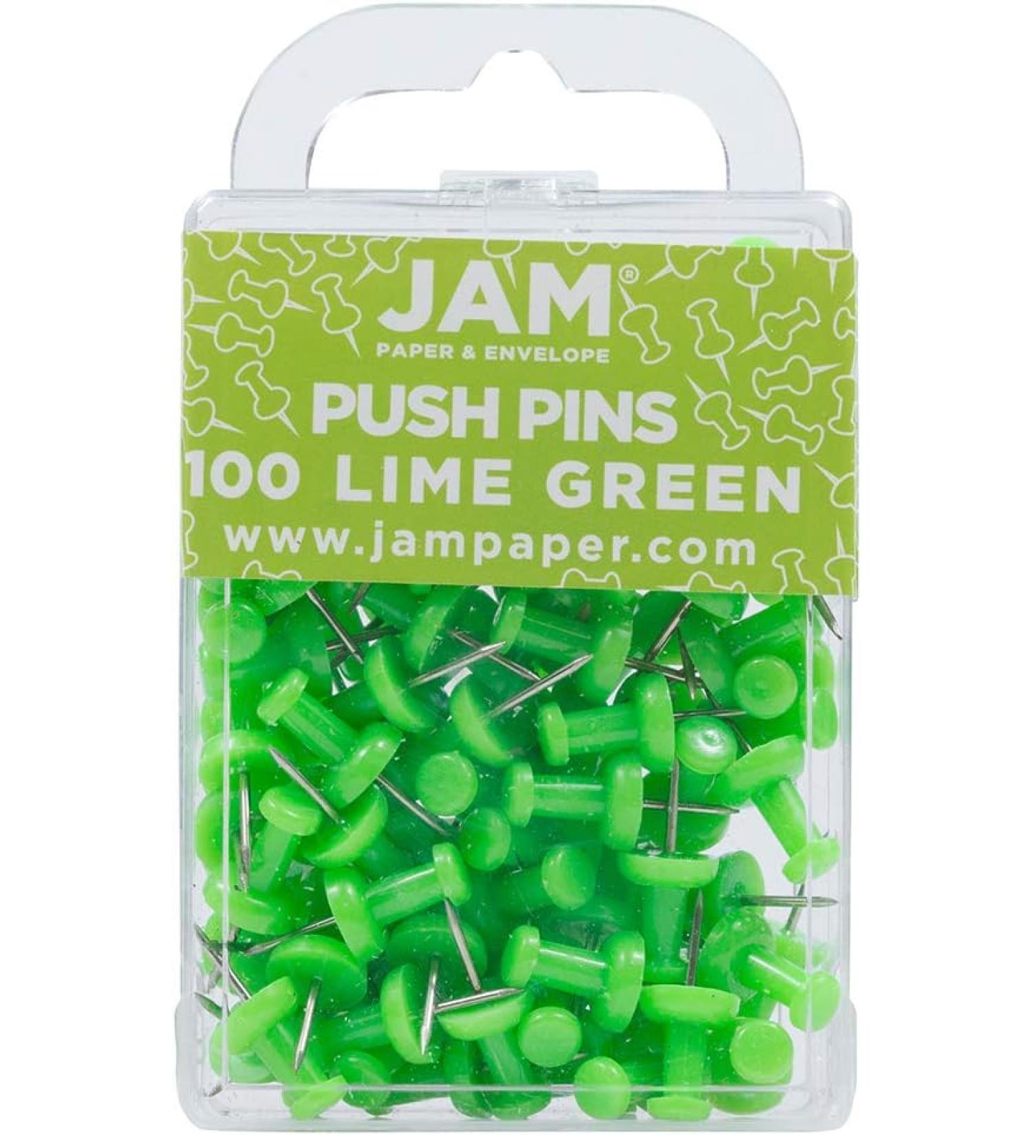 Jam Paper Push Pins - Lime Green - Pack Of 100 - Buy Online on SooperMarket.com