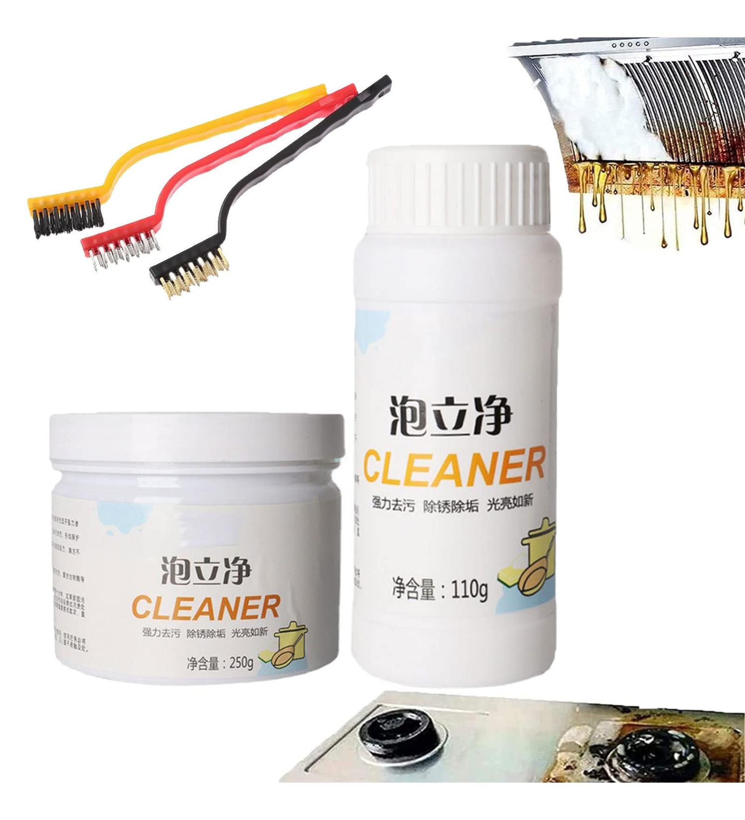 Foam Rust Remover Kitchen All-Purpose Cleaning Powder Kitchen Instant Cleaning Powder Kitchen Clean All Purpose Cleaning Foam Soak To Clean Greasy Dirt Comes with 3 Crevice Brushes (250g+110g) - Buy Online on SooperMarket.com