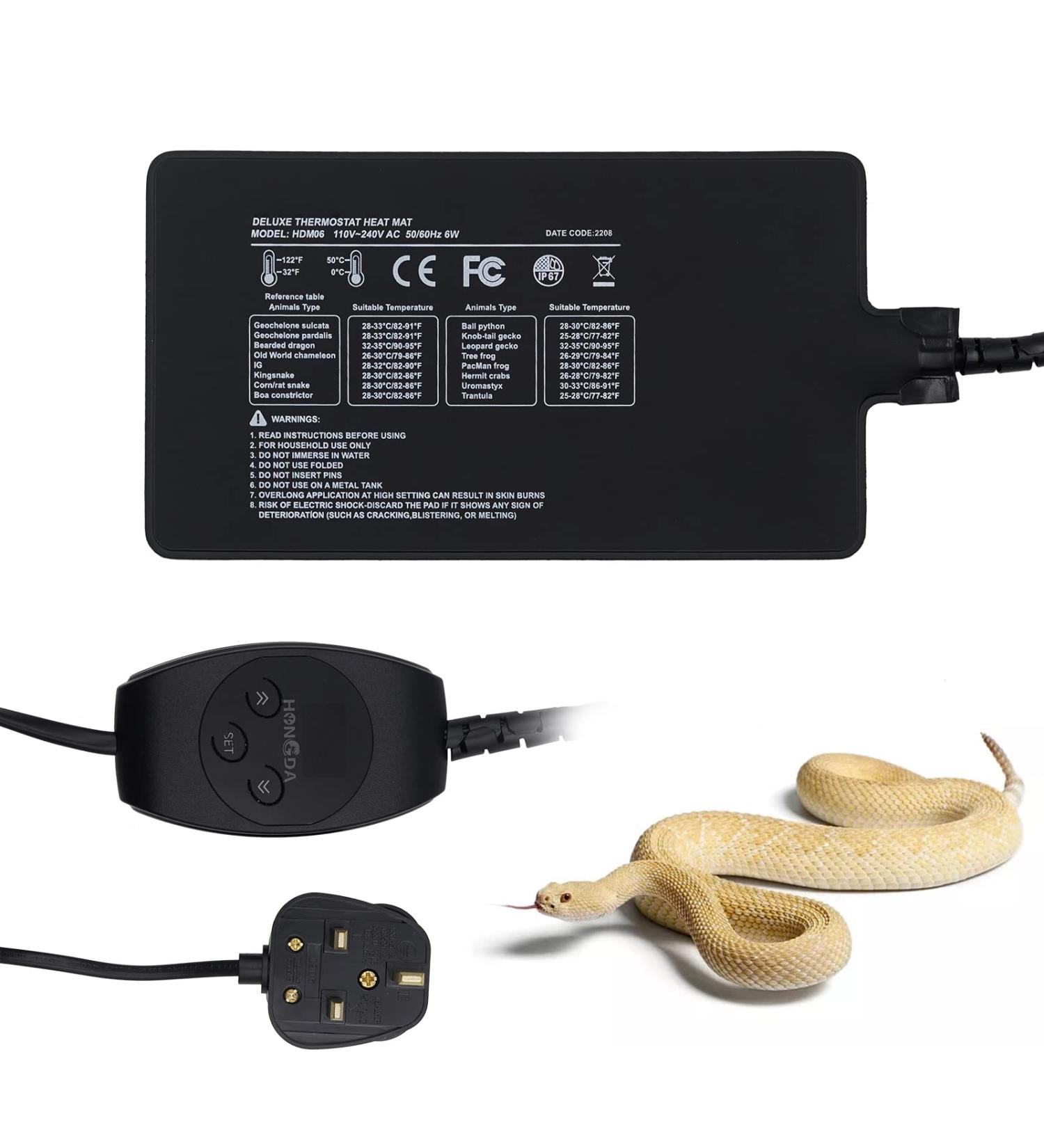 Reptile Heat Pad 6W Under Tank Terrarium Warmer Heating Mat and Digital Thermostat Controller for Turtles Lizards Frogs and Other Small Animals Multi Sizes - Buy Online on SooperMarket.com