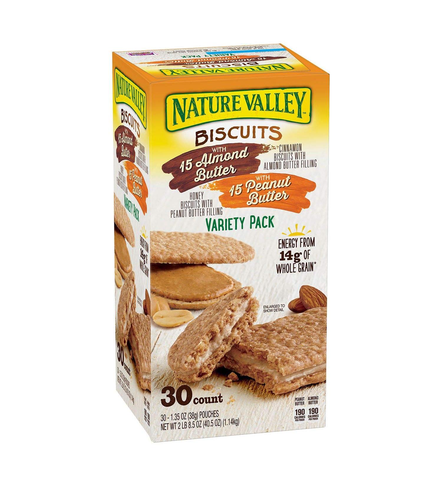 Nature Valley Biscuit Sandwich - Almond & Peanut Butter, 30 Count | Healthy Snacks - Buy Online on SooperMarket.com