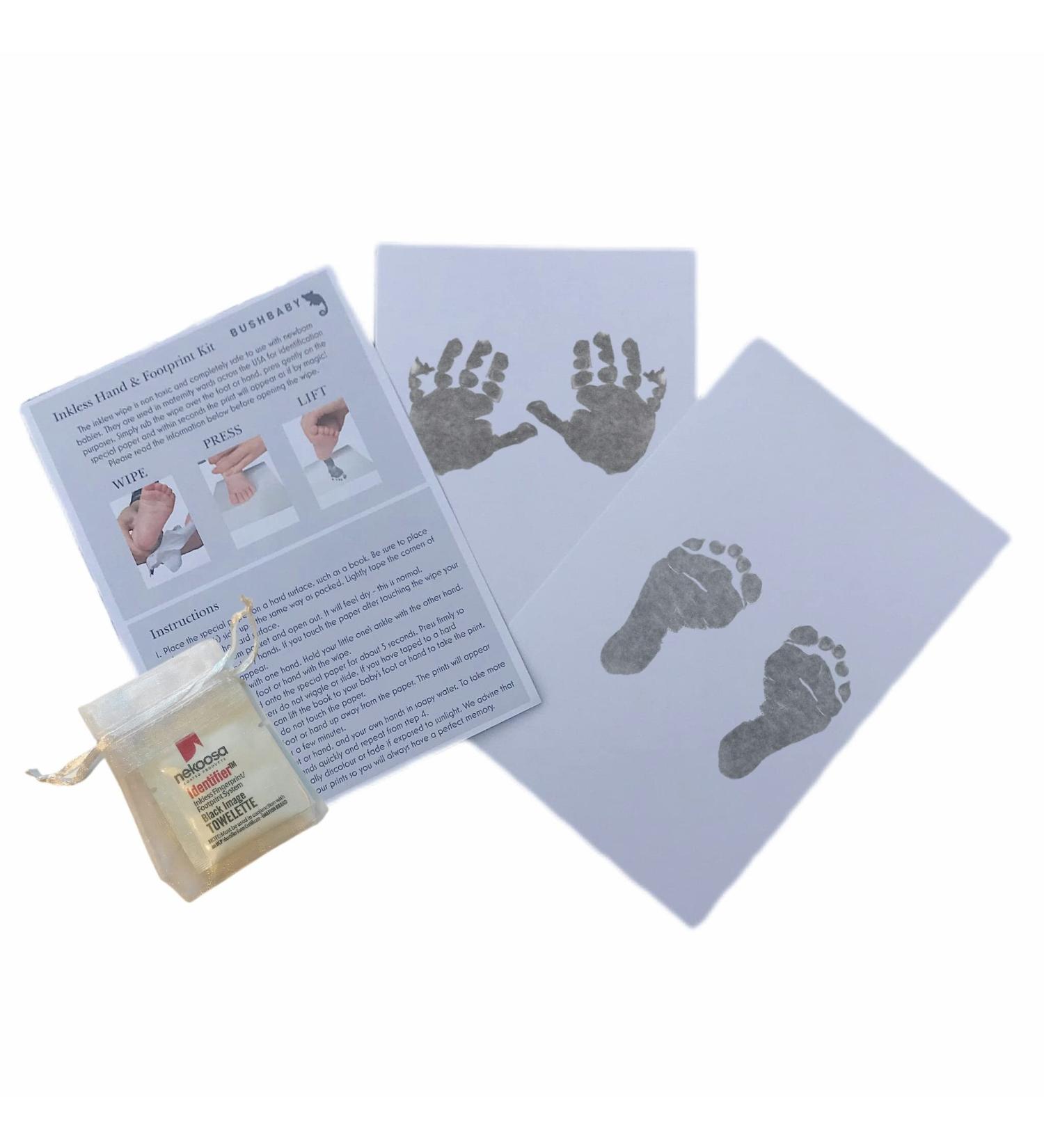 BUSHBABY Inkless Handprint and Footprint Kit - Baby & Pet Paw Print Keepsake - Newborn Essential Baby Gift - Unisex Baby Shower Present - New Mum Must-Have - Silver Wipe Included - Buy Online on SooperMarket.com