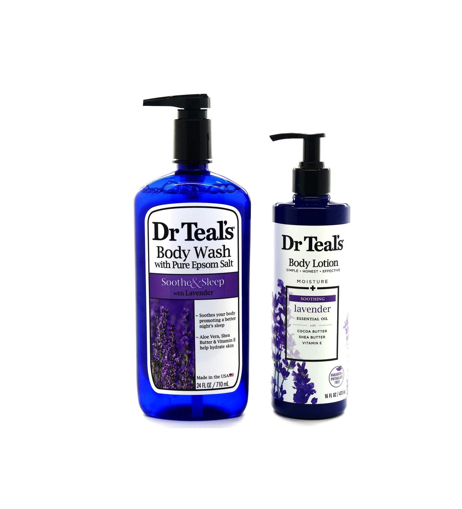 Dr Teals Lavender Body Wash and Lotion Bundle with Pure Epsom Salt - Soothing 2 Piece Set - Buy Online on SooperMarket.com
