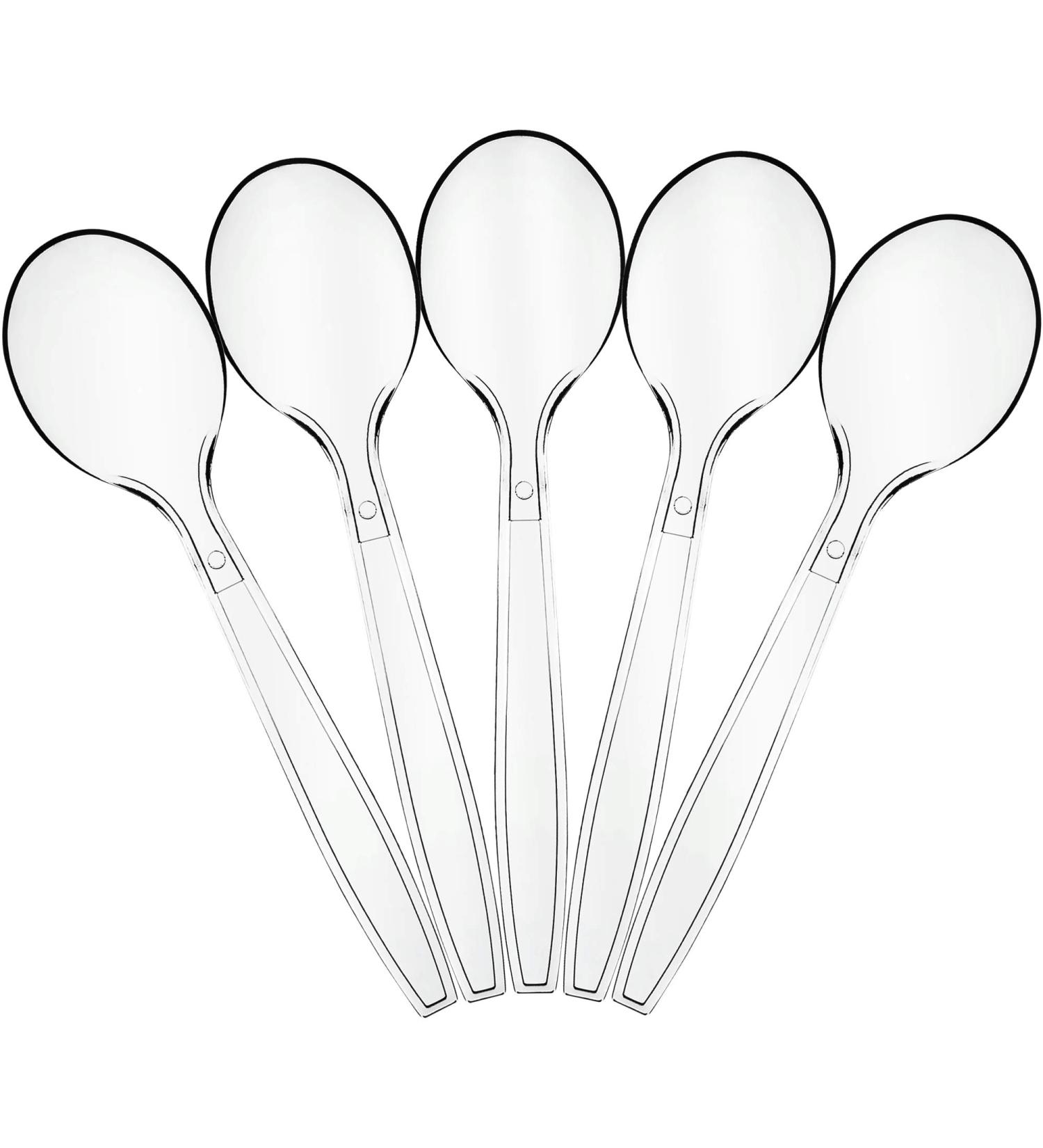 Plasticpro Disposable Clear Plastic Soup Spoons - Heavyweight Utensils - 100 Count - Buy Online on SooperMarket.com