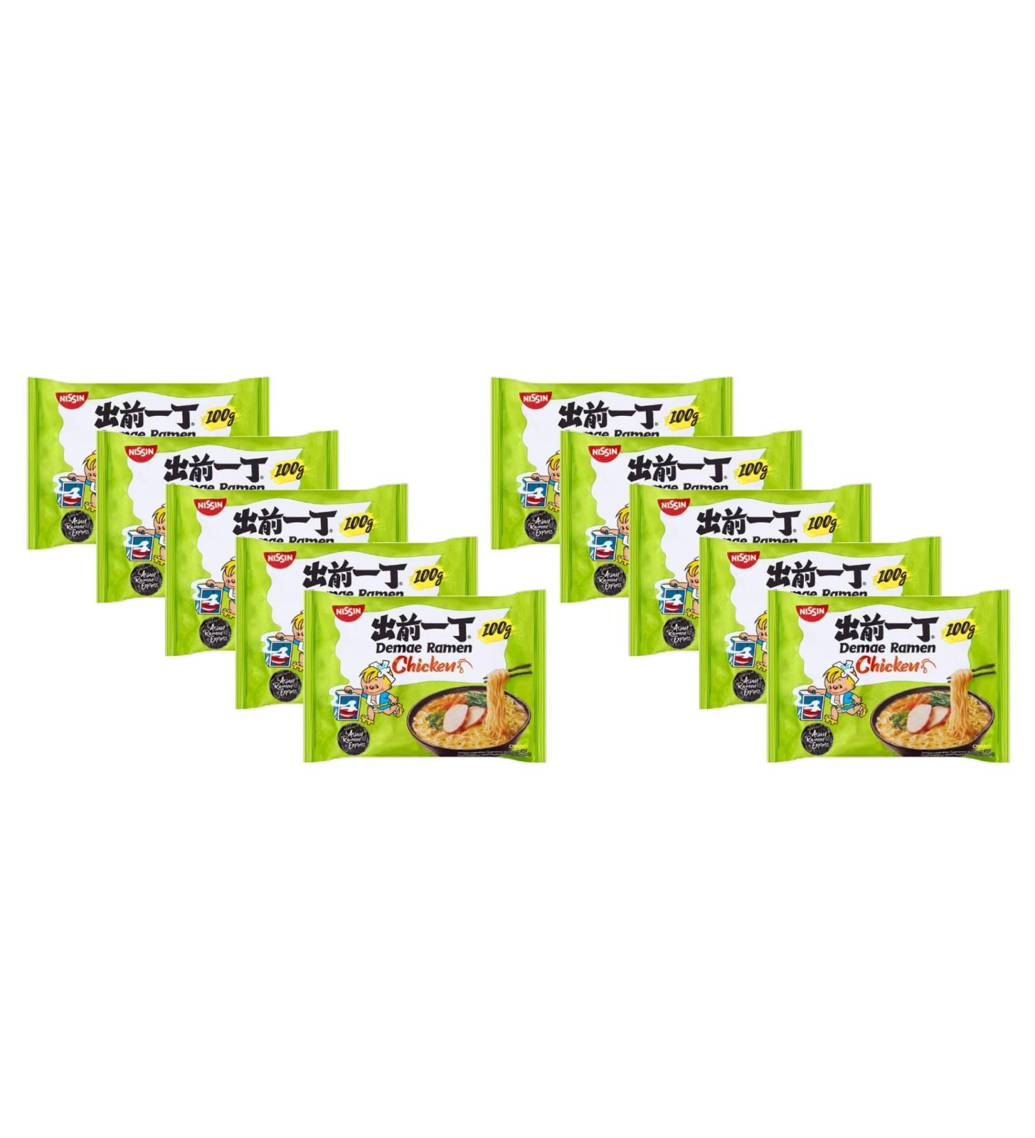 NISSIN Chicken Flavour Demae Ramen Instant Noodles 100g (Pack of 10) by CNMART - Buy Online on SooperMarket.com