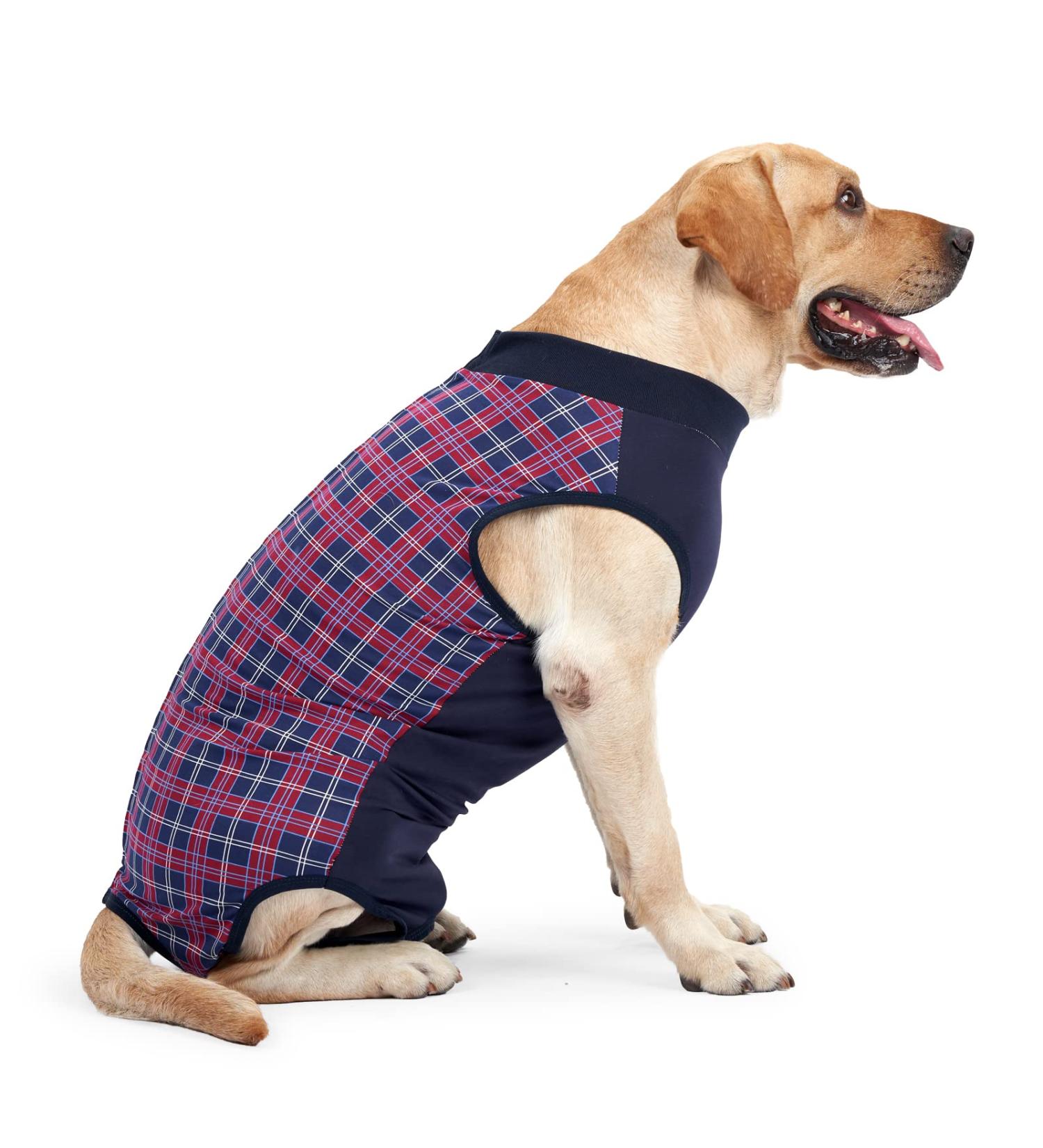 Heywean Dog Recovery Suit - Post-Op Wound Protection & Medical Shirt for Dogs | XXXL Marine Plaid - Buy Online on SooperMarket.com