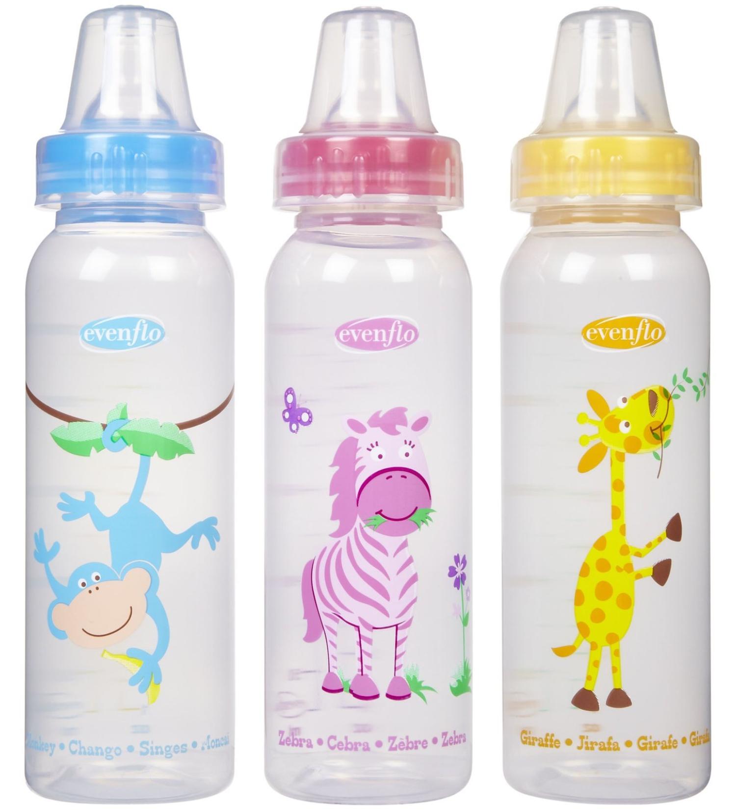 Evenflo Zoo Friends 8oz Standard Nipple Bottles, Pink - 3 Pack - Buy Online on SooperMarket.com
