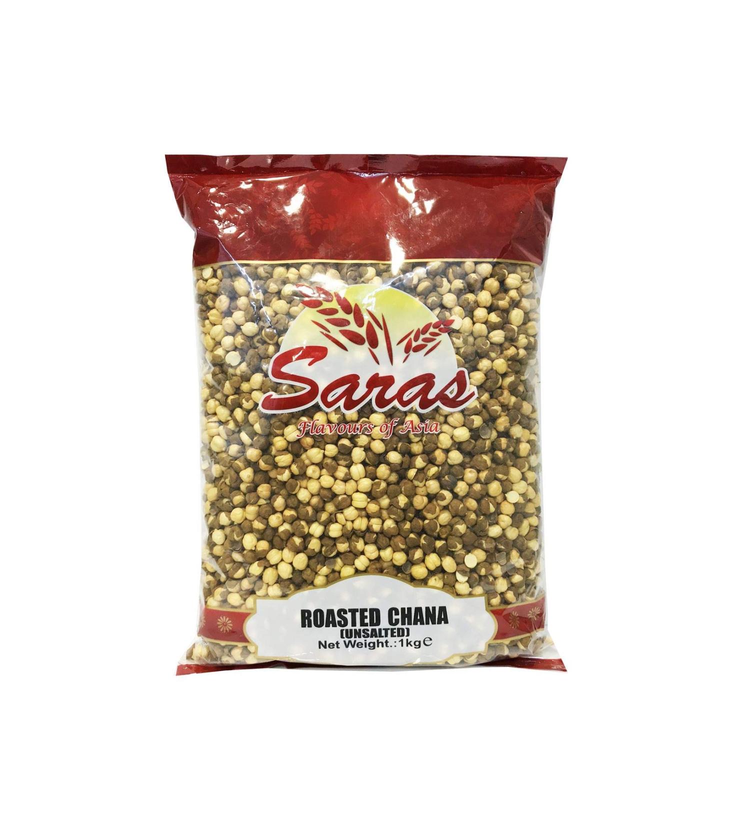 Saras Roasted Chana (Chickpeas) Roasted Healthy Snacks and Everyday Superfood - Unsalted 1kg