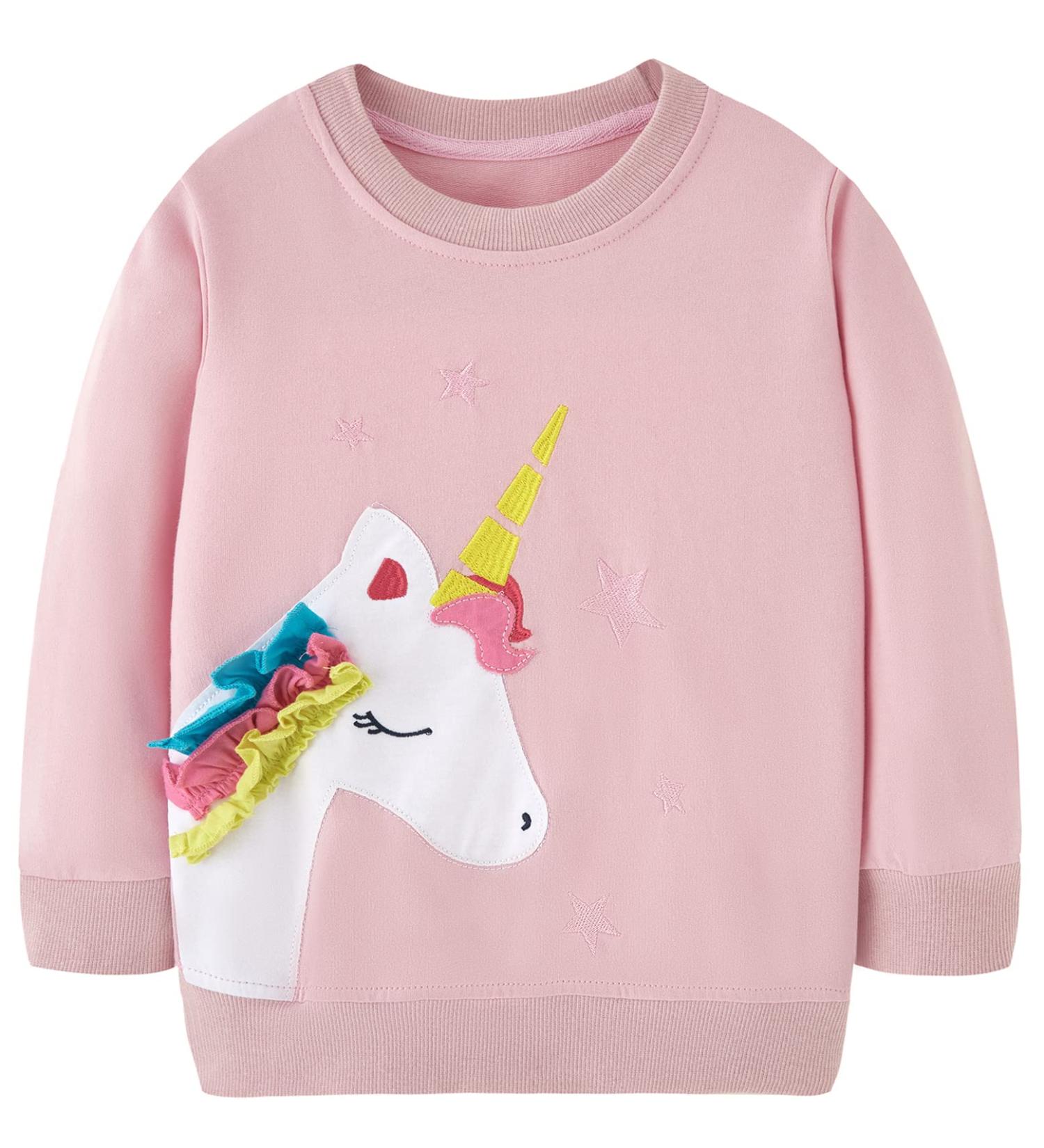 Girls Unicorn Sweatshirt - Cotton Casual Jumper Top for Toddler Clothes | Long Sleeve Pullover (Ages 1-12) - Buy Online on SooperMarket.com