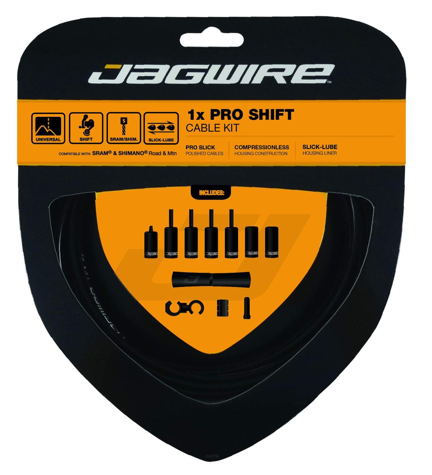 Jagwire Universal 1x Pro Shift Kit for Road, MTB, and Gravel Bikes | SRAM & Shimano Compatible | Polished Stainless Cables | 10 Color Options - Black - Buy Online on SooperMarket.com