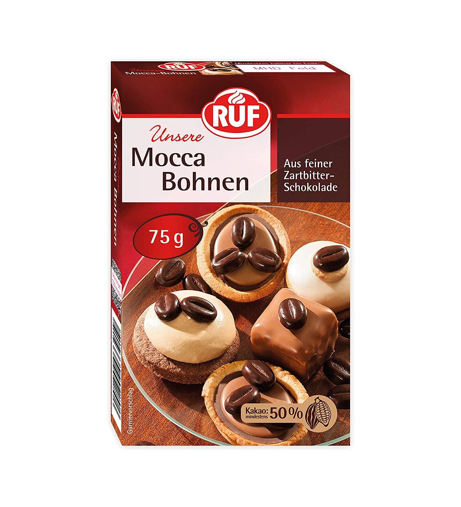 RUF Mocha Beans - Dark Chocolate Coffee Beans (75g) | International Shipping - Buy Online on SooperMarket.com