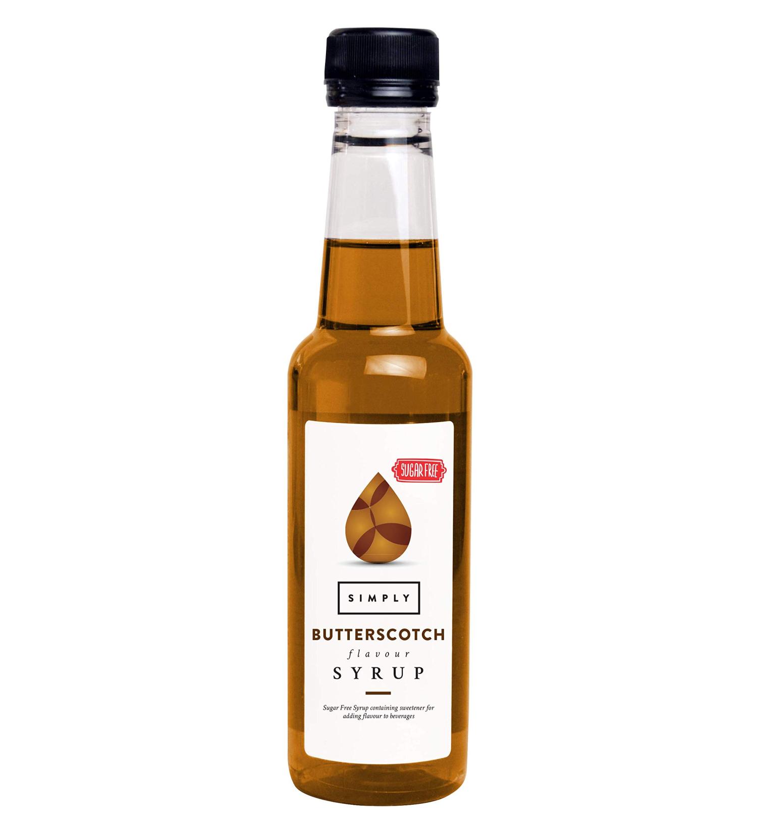 Simply Sugar Free Butterscotch Syrup Low Calorie Vegan & Nut Free Flavoured Syrup for Coffee Cocktails & Baking (250ml)