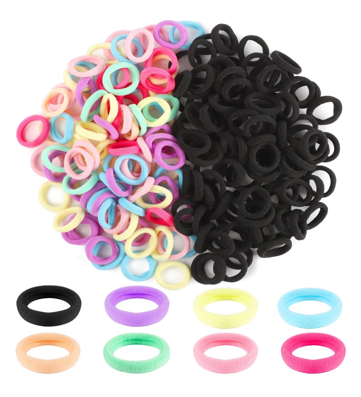 200 Pcs Mini Seamless Baby Hair Bands - Candy Color Cotton Hair Ties for Girls, Infants, Toddlers - 2cm Diameter - Buy Online on SooperMarket.com