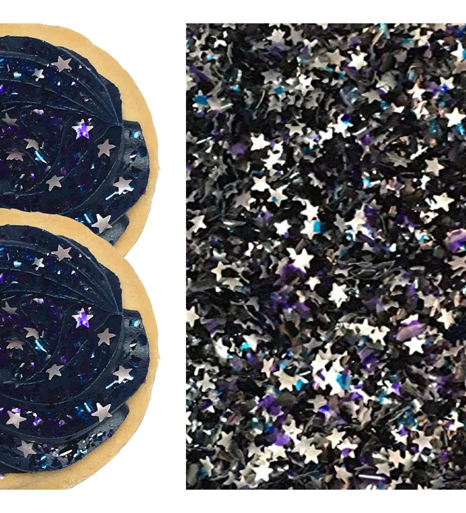 Galaxy Stars Metallic Edible Shimmer Glitter - .15 oz Jar for Black or Navy Frosting - Buy Online on SooperMarket.com