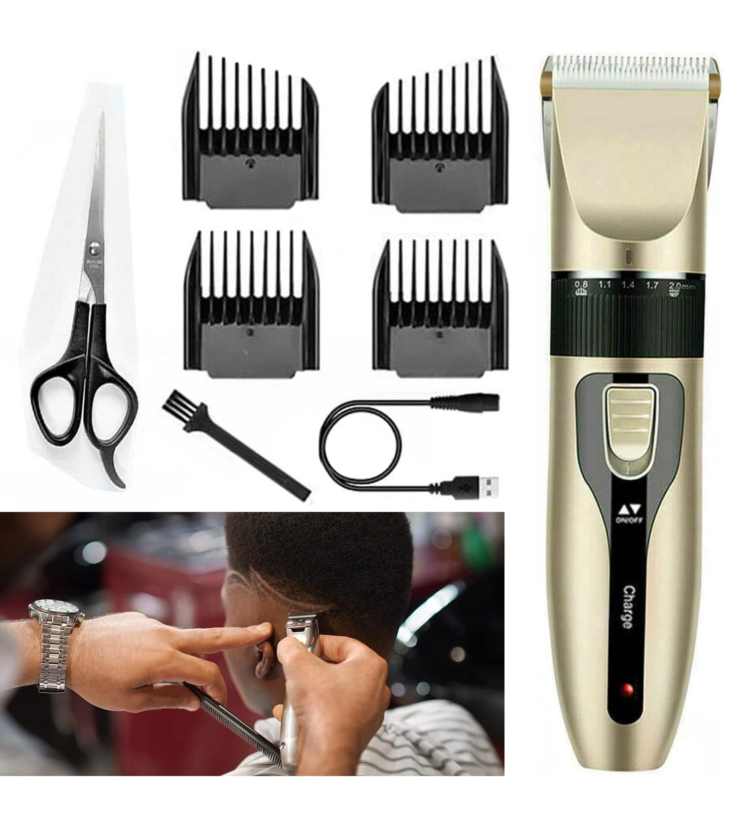 Men's Cordless Hair Trimmer Cordless Hair Clipper Men Rechargeable Electric Razor Professional Hair Clipper HairCutting Kit Beard Trimmer Shaver Detail Trimmer with 4 Guide Combs Scissor Brush - Buy Online on SooperMarket.com