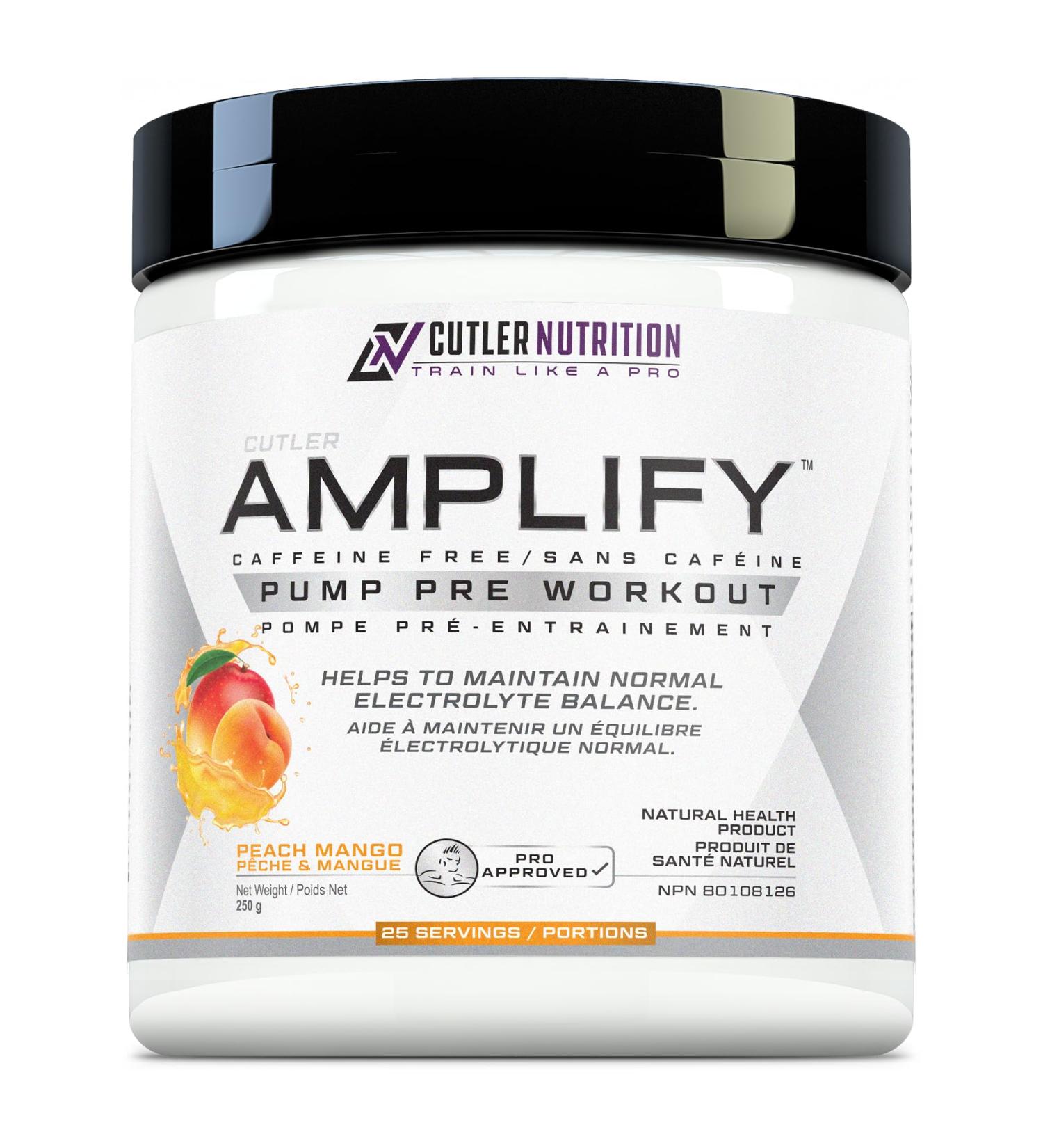 Cutler Nutrition Amplify 2.0 Caffeine Free Pre Workout for Men and Women Stimulant Free Muscle Pump Enhancer with Nitrates (Arginine Nitrate) Coconut Water and L-Citrulline Peach Mango Flavor Peach Mango 25 Count (Pack of 1) - Buy Online on SooperMarket.com