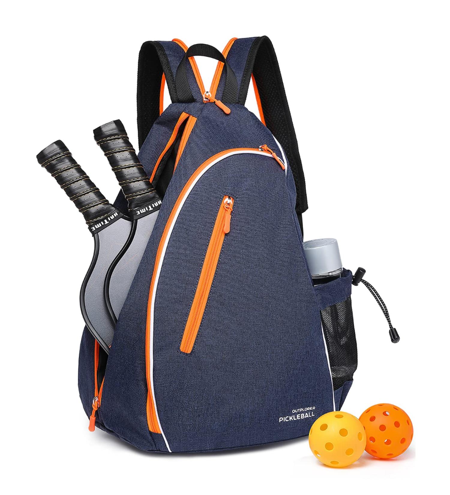 OUTPLORER Pickleball Bag - Reversible Crossbody Sling for Men and Women | Adjustable Backpack with Fence Hook | Neon Orange B Middle - Buy Online on SooperMarket.com
