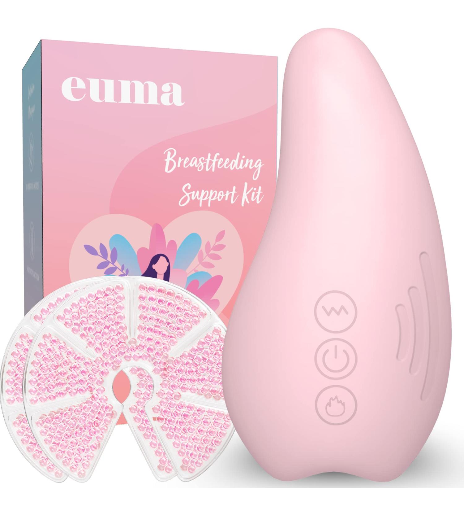 Breast Massager for New Moms - Vibrating Lactation Massager with Heat & Therapy Pads for Clogged Duct Relief Mastitis & Engorgement - Essential Breastfeeding Tool in Pink - Buy Online on SooperMarket.com