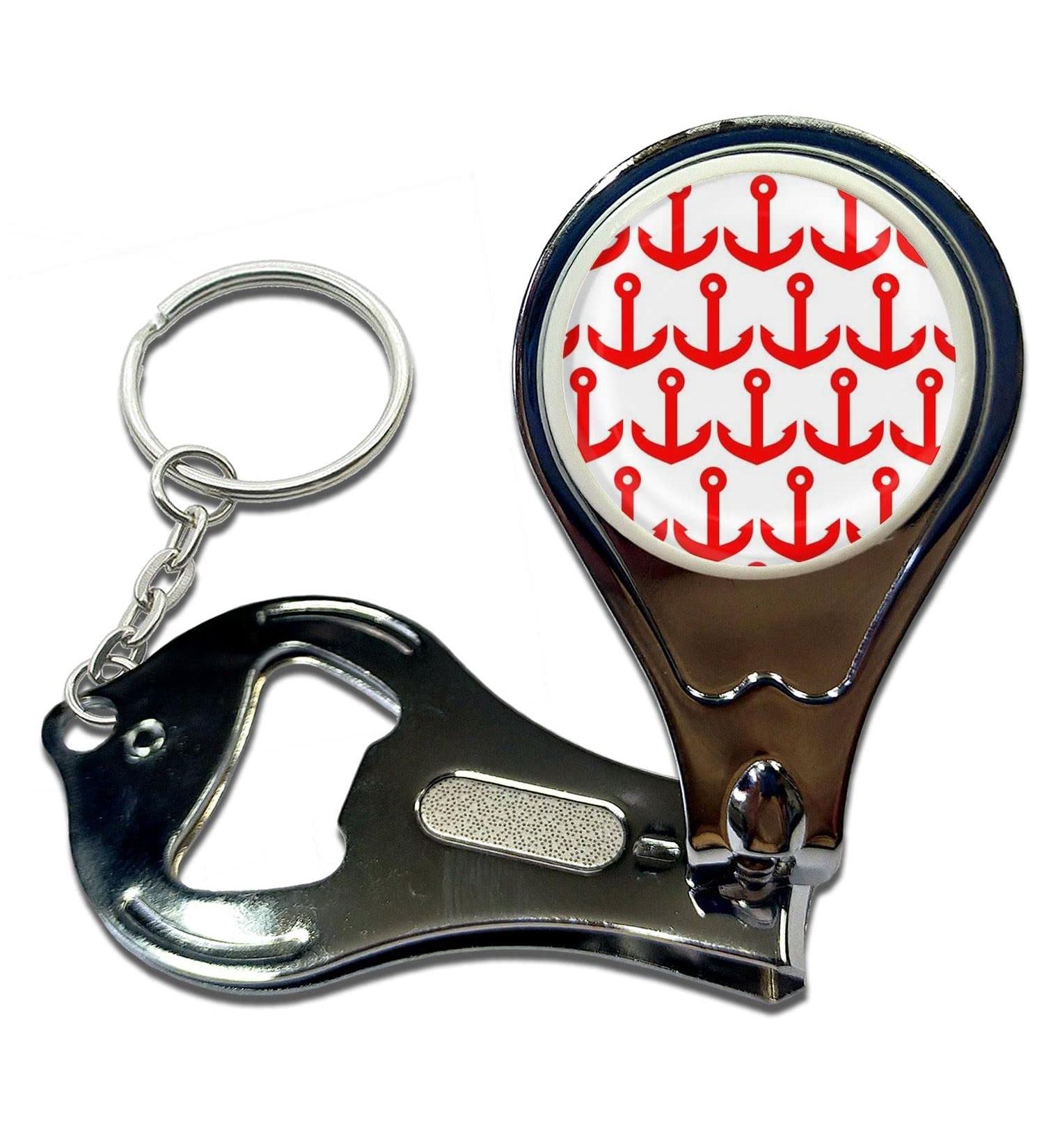 BadgeBeast.co.uk Anchor Red Pattern - Key Ring Bottle Opener and Nail Clipper - Buy Online on SooperMarket.com