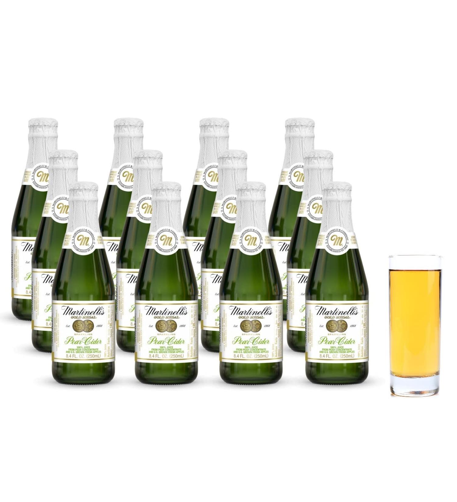 Martinelli's Gold Medal Sparkling Pear Cider Juice 8.4 fl oz - Pack of 12 Bottles | Non-Alcoholic Pear Juice - Buy Online on SooperMarket.com