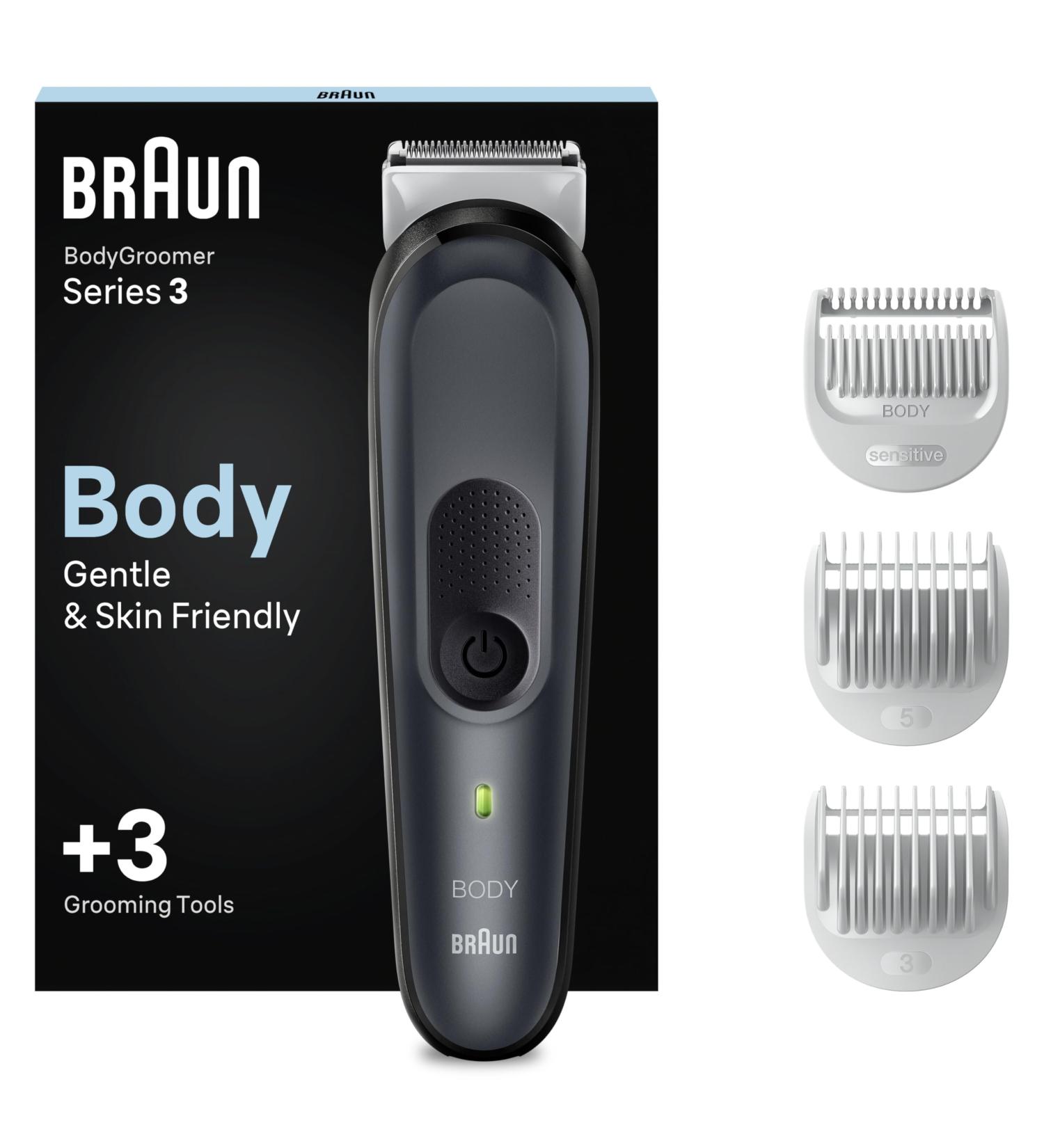 Braun Body Groomer 3 Manscaping Tool For Men With SkinShield Technology Sensitive Comb Wet & Dry 100% Waterproof UK 2 Pin Plug BG3350 Black/Grey - Buy Online on SooperMarket.com