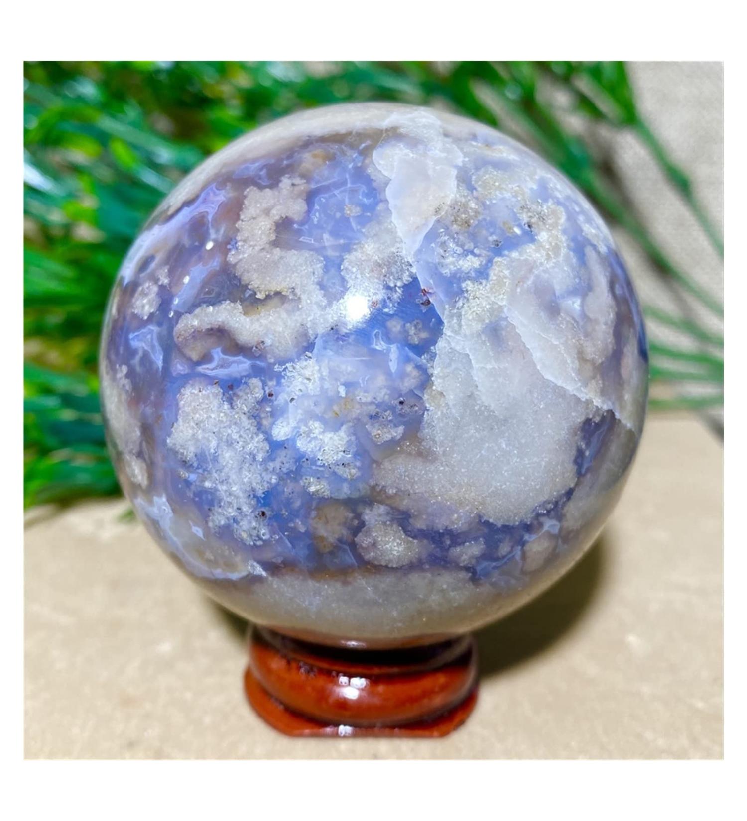 Blue Flower Agate Druzy Natural Stones Crystals Balls Gemstone Geode Sphere Aesthetic Room Decor Home 1pc (Color : 360-370g) - Buy Online on SooperMarket.com