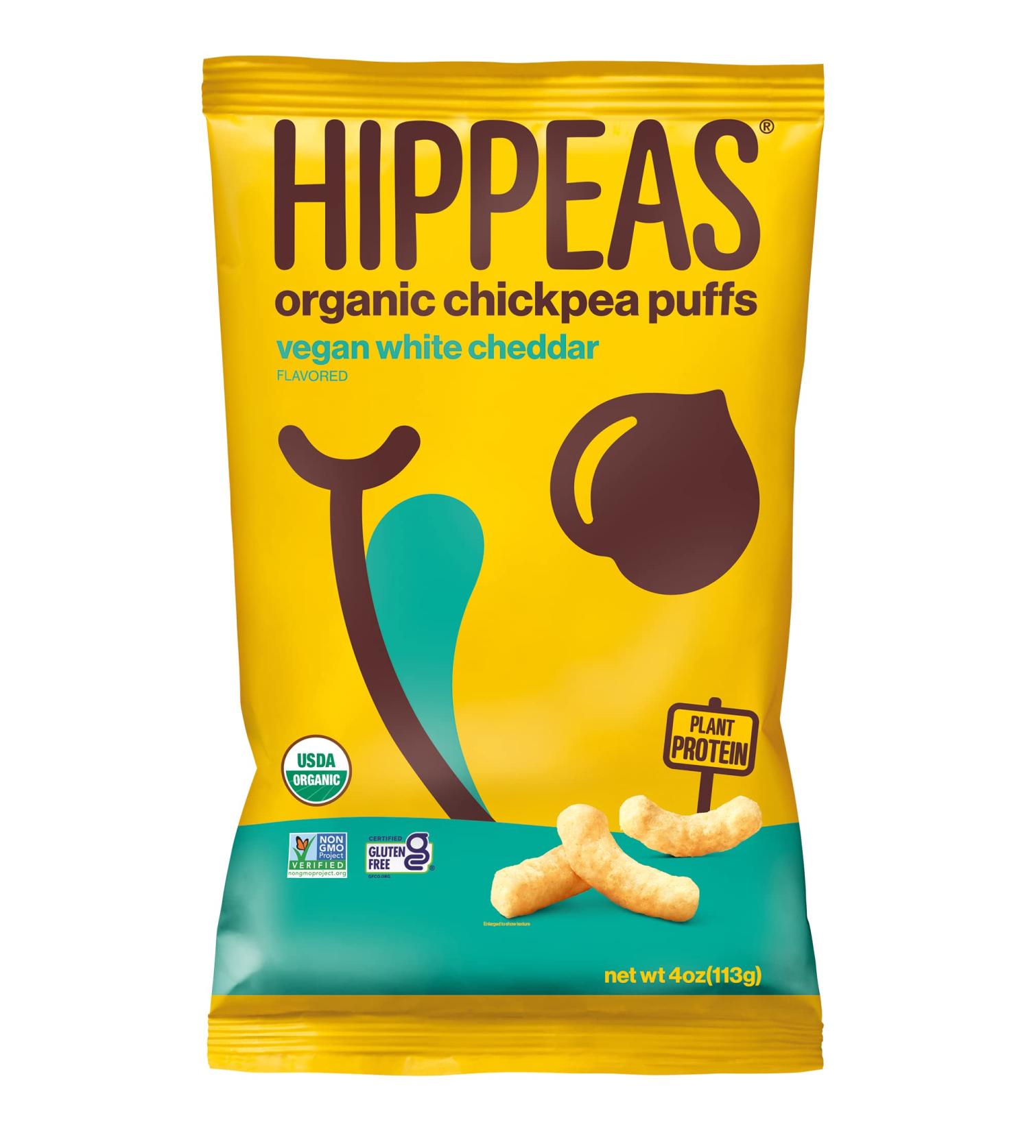 HIPPEAS Organic Chickpea Puffs Vegan White Cheddar Snacks 4oz (Pack of 6) | Gluten-Free Protein Crunch - Buy Online on SooperMarket.com