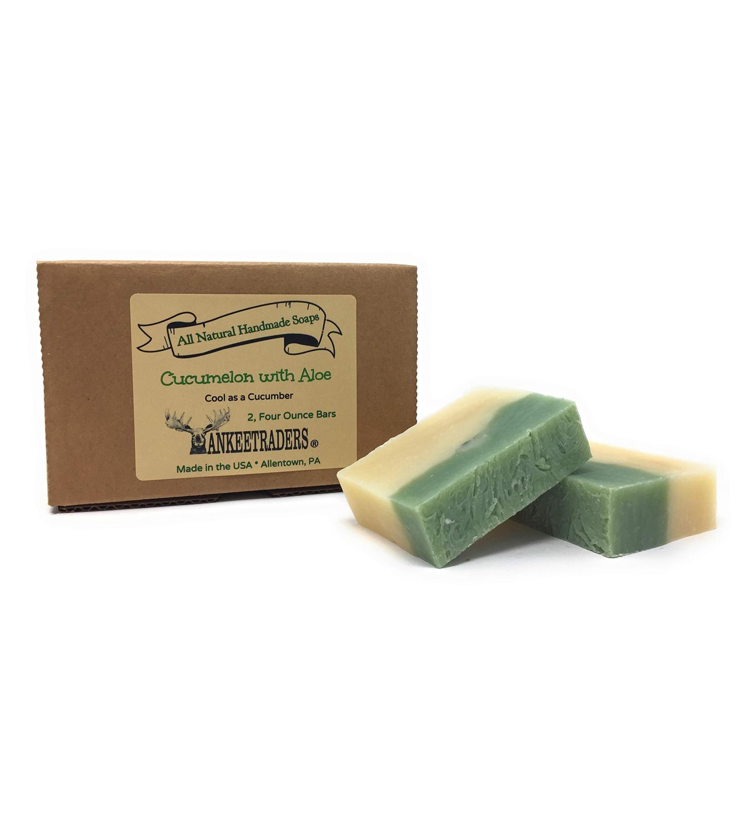 YANKEETRADERS Cucumelon with Aloe Soap All Natural Vegan Handmade Soap / 2 Bars