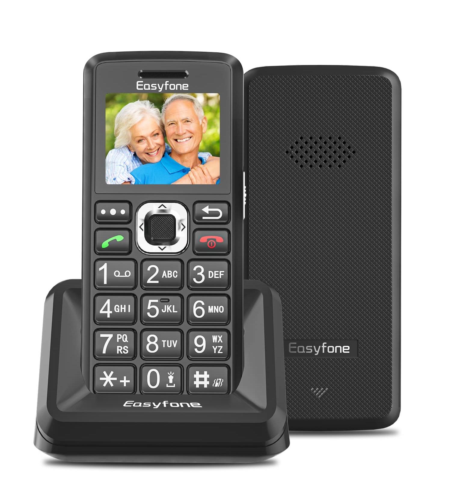 Easyfone T200 GSM Senior Cell Phone - 1.8 inch Large Button Mobile with SOS & Charging Station | No Contract Black 2G - Buy Online on SooperMarket.com