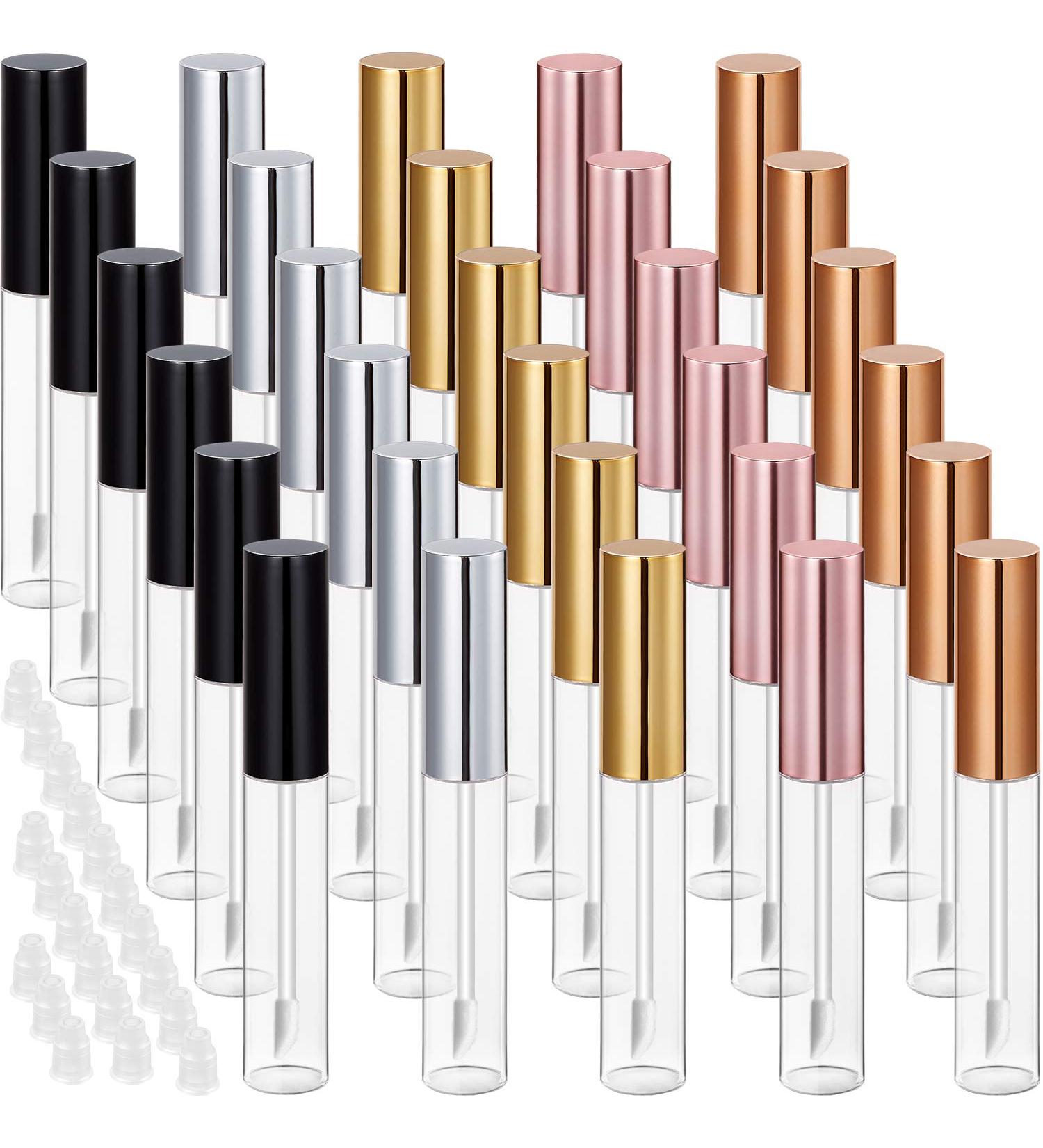 Blulu 30 Piece Lip Gloss Tube Set - 10 ml Empty Refillable Bottles in Assorted Colors for Lip Balm and Lipstick - Reusable and Clear Plastic Containers with Rubber Insert - Buy Online on SooperMarket.com