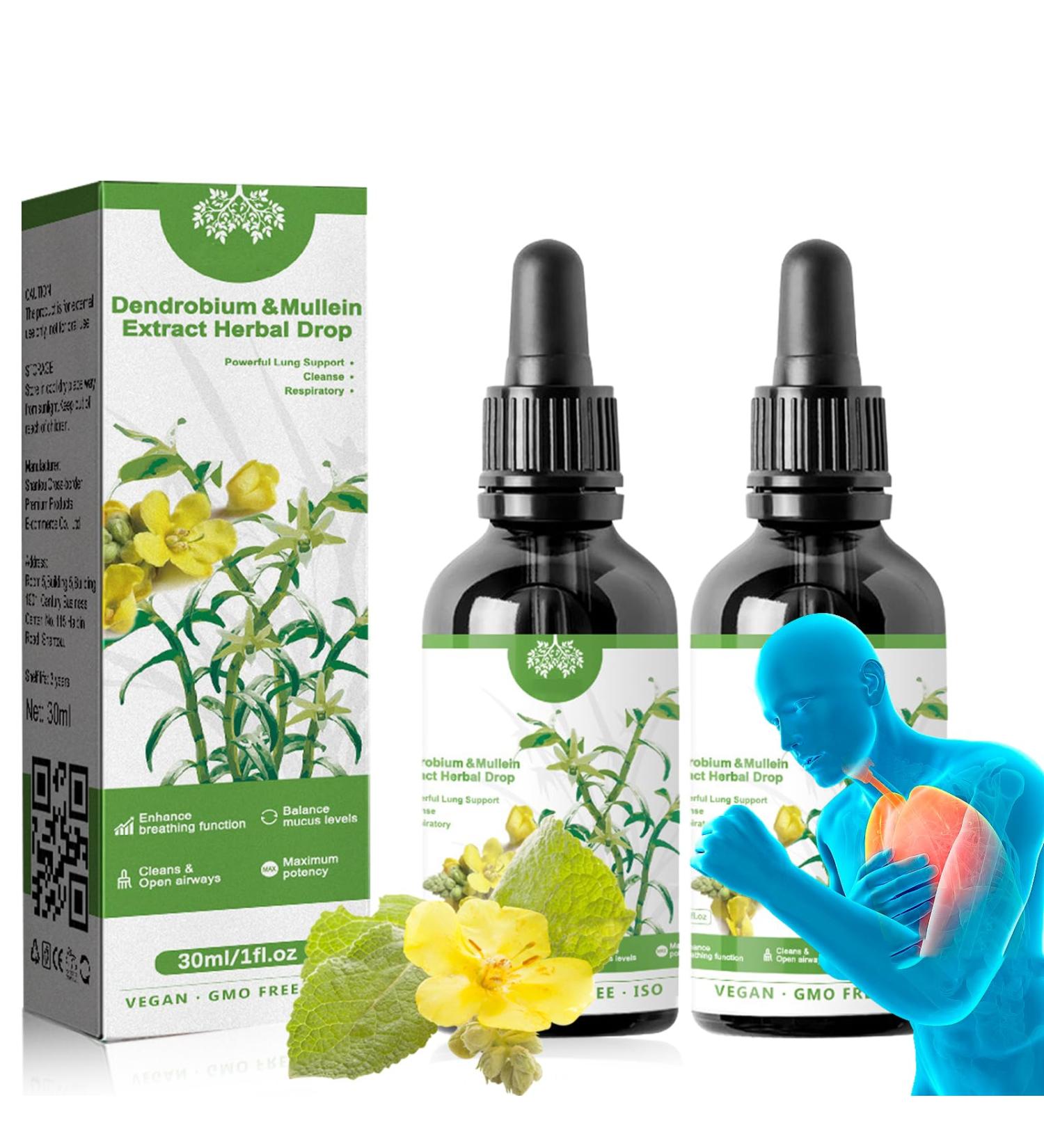 Clearbreath Dendrobium & Mullein Extract Drops - Herbal Lung Health Essence (2 Pcs) - Buy Online on SooperMarket.com