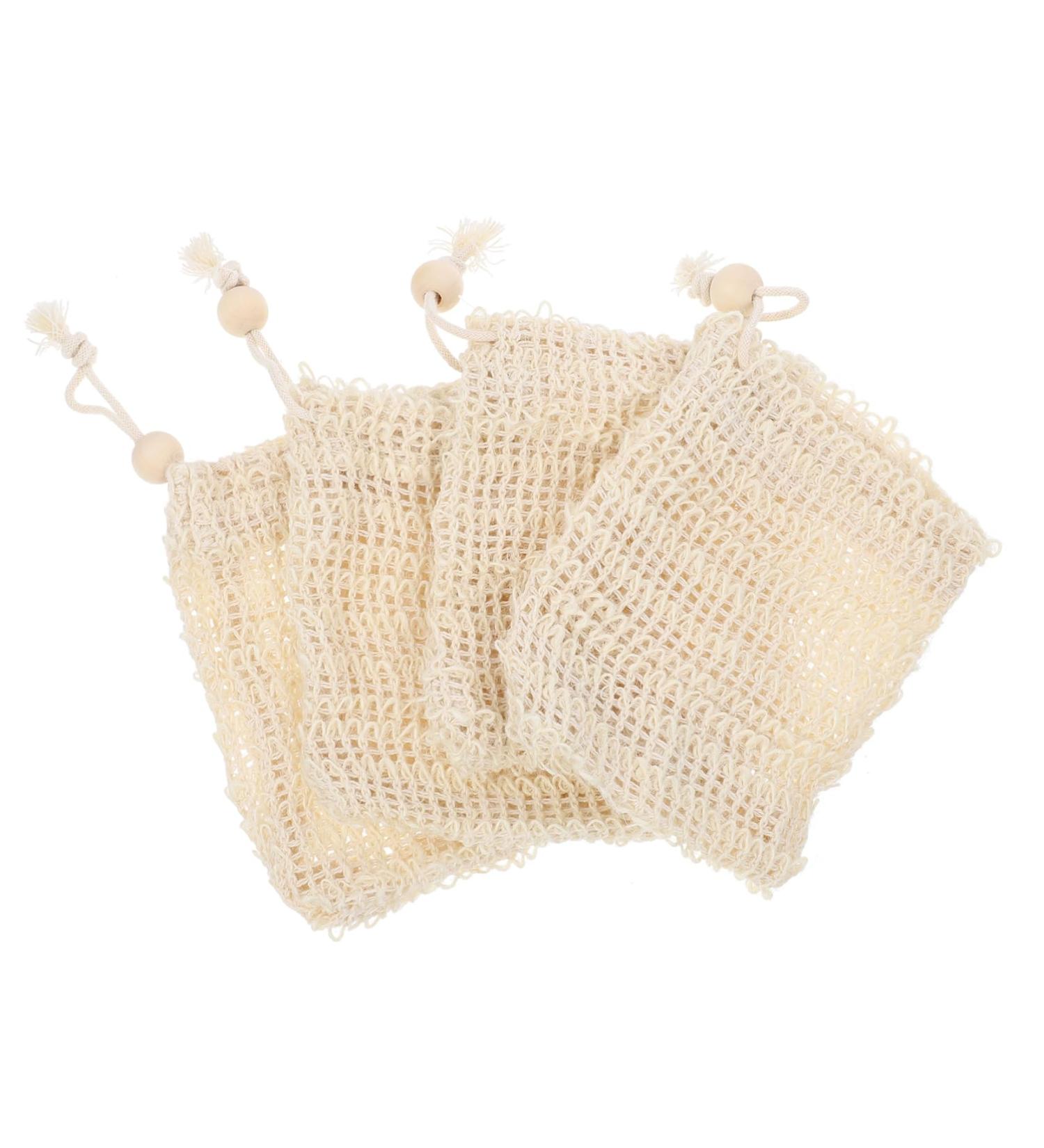 WOONEKY 4pcs Cotton Linen Soap Bag Net Foaming Net Foaming Hand Wash Exfoliating Soap Bag Khaki - Buy Online on SooperMarket.com