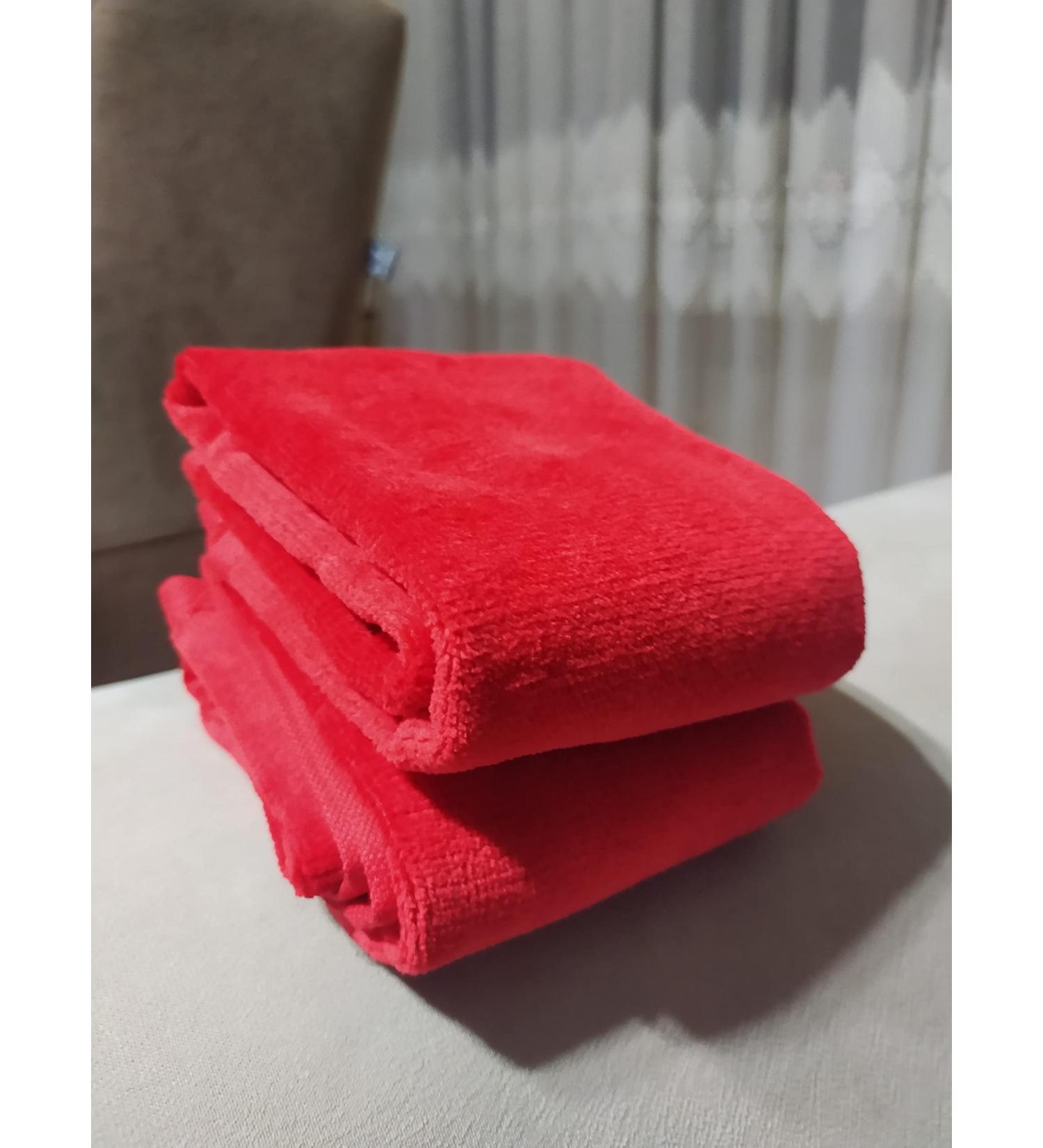 Georgiabags Set of 2 Deluxe Premium Terry Velour Fingertip Hand Towels, 100% Cotton, 11"x18", Hemmed Ends, Sport Towel Terry, High Absorbent (Red, 2) Red 2