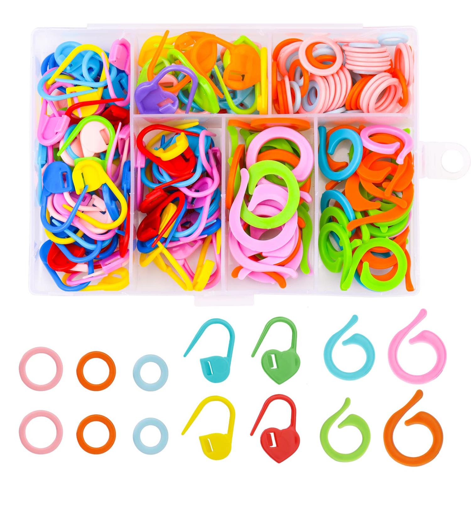 185PCS Colorful Stitch Markers Set with Plastic Box for Knitting, Crochet, Sewing - DIY Crafts Essential - Buy Online on SooperMarket.com