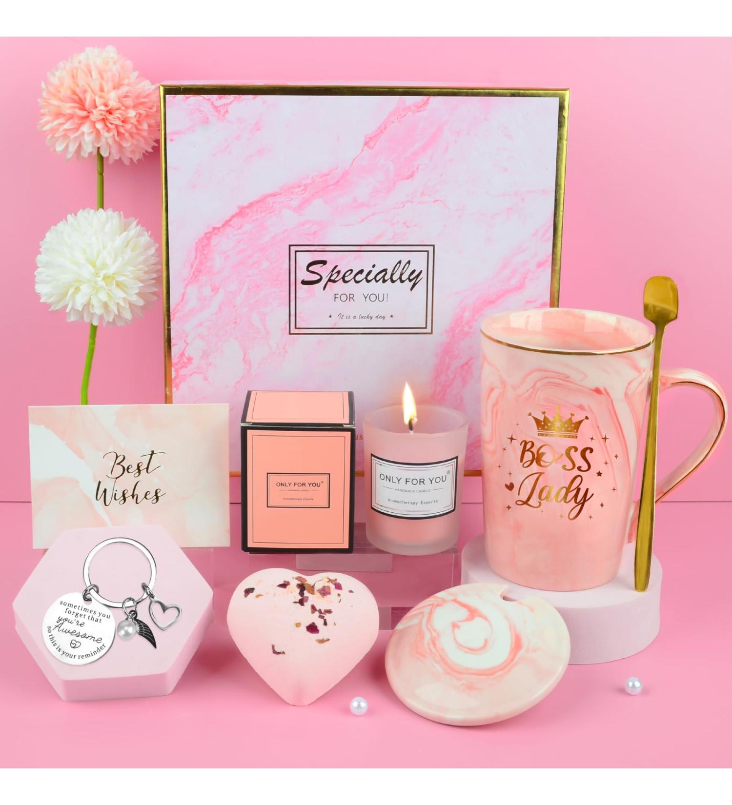Unique Gifts for Women | 14 oz Coffee Cup Set Candle Socks & Bath Bomb - Perfect Birthday Presents for Moms Wives & Friends - Buy Online on SooperMarket.com