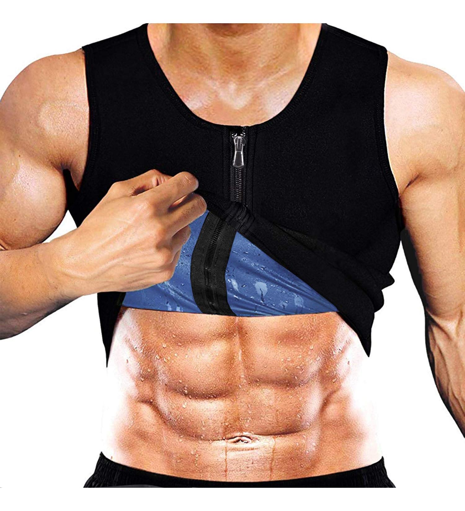 Yokald Men's Sauna Sweat Vest Zipper Suit - Polymer Corset Fitness Shapewear Compression Waist Trainer Top (Black 3XL) for Effective Workouts - Buy Online on SooperMarket.com