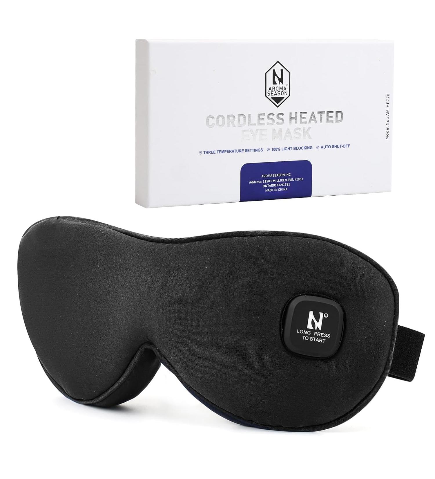 Aroma Season Cordless Heated Eye Mask - Warm Compress for Dry Eyes Styes & Blepharitis | Moist Heat Treatment Gift for Men & Women (Black - Buy Online on SooperMarket.com